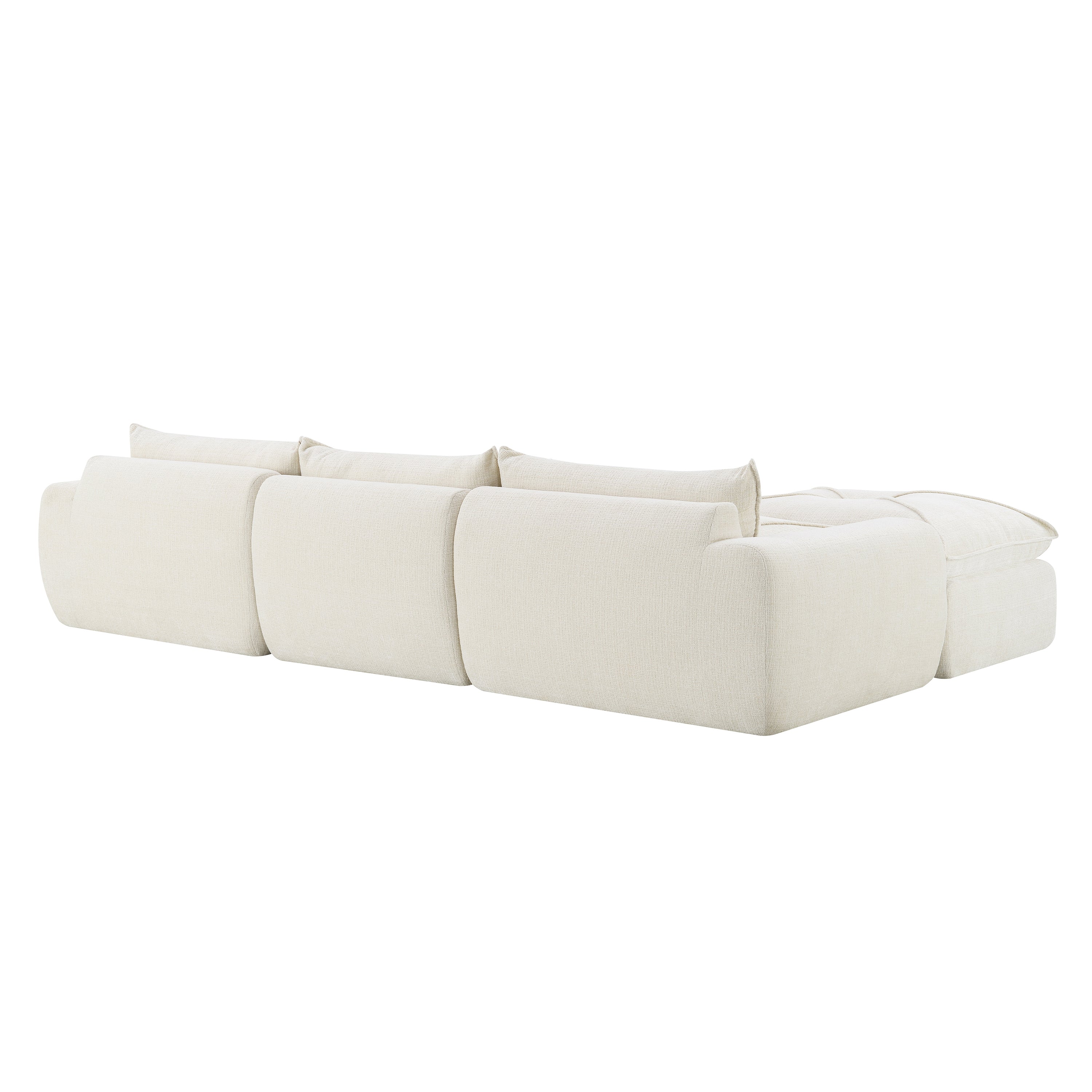 [VIDEO Provided] 116'' Fully Compressed Sofa with High Density Foam, No Assembly Required, Legless Design without Frame, Integrated Backrest and Seat Cushion, Free Combination, Particle Chenille