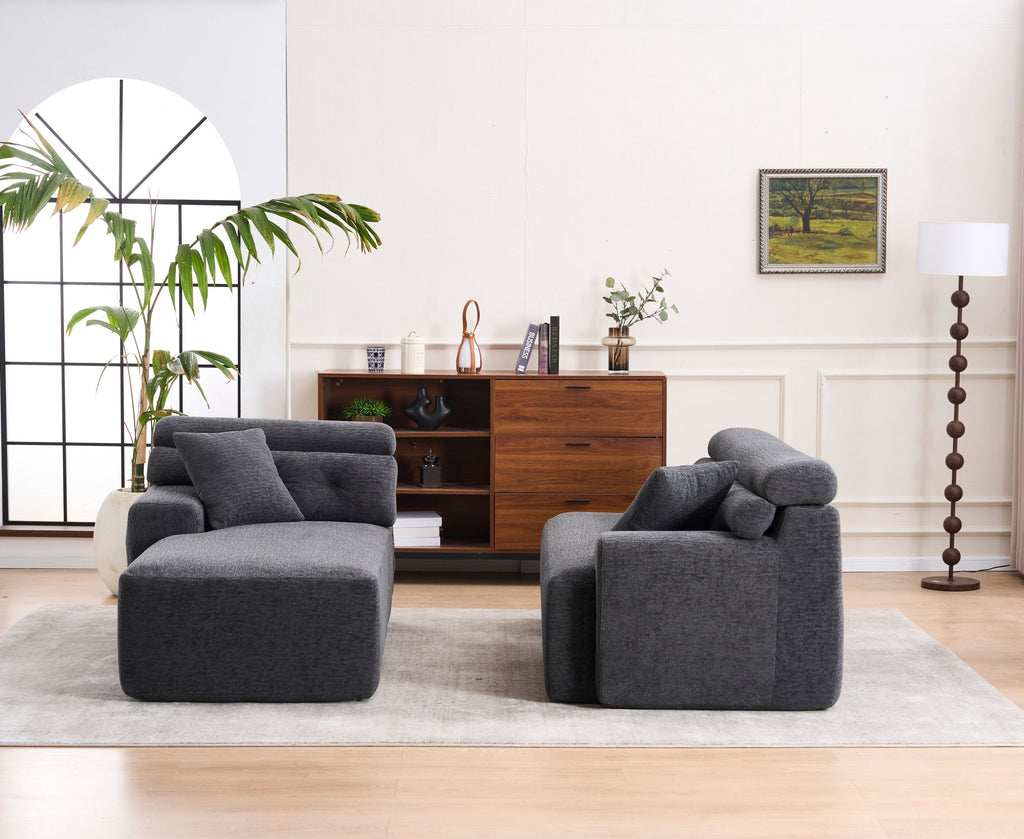 105'' Cloud Sectional Couch with L-Shape Chaise,Modern Modular Sofa with Deep Seat, Boneless Sofa for Living Room Bedroom,No Assembly Required,Grey.