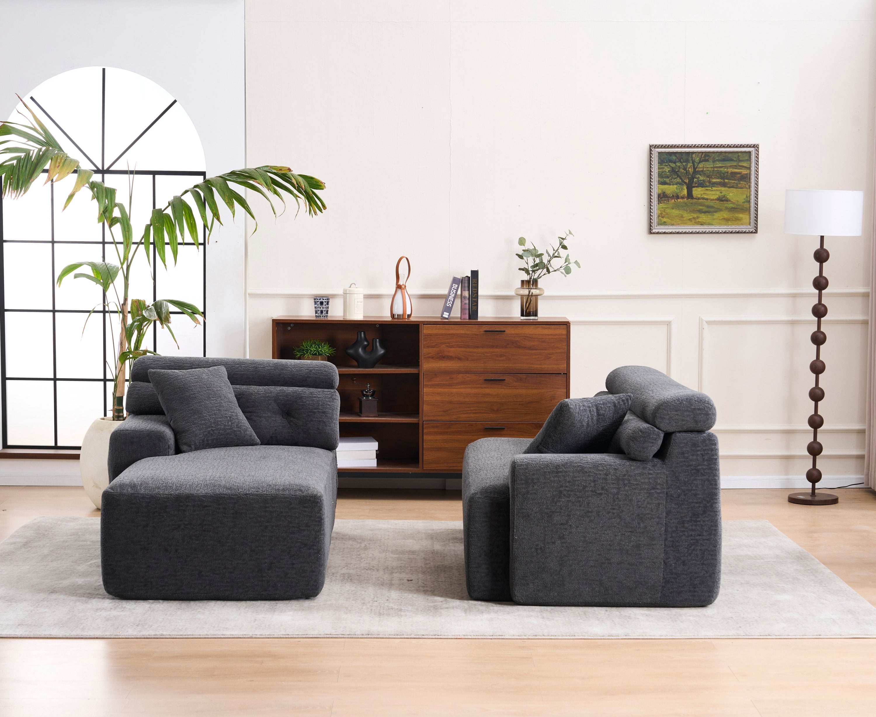 105'' Cloud Sectional Couch with L-Shape Chaise,Modern Modular Sofa with Deep Seat, Boneless Sofa for Living Room Bedroom,No Assembly Required,Grey.