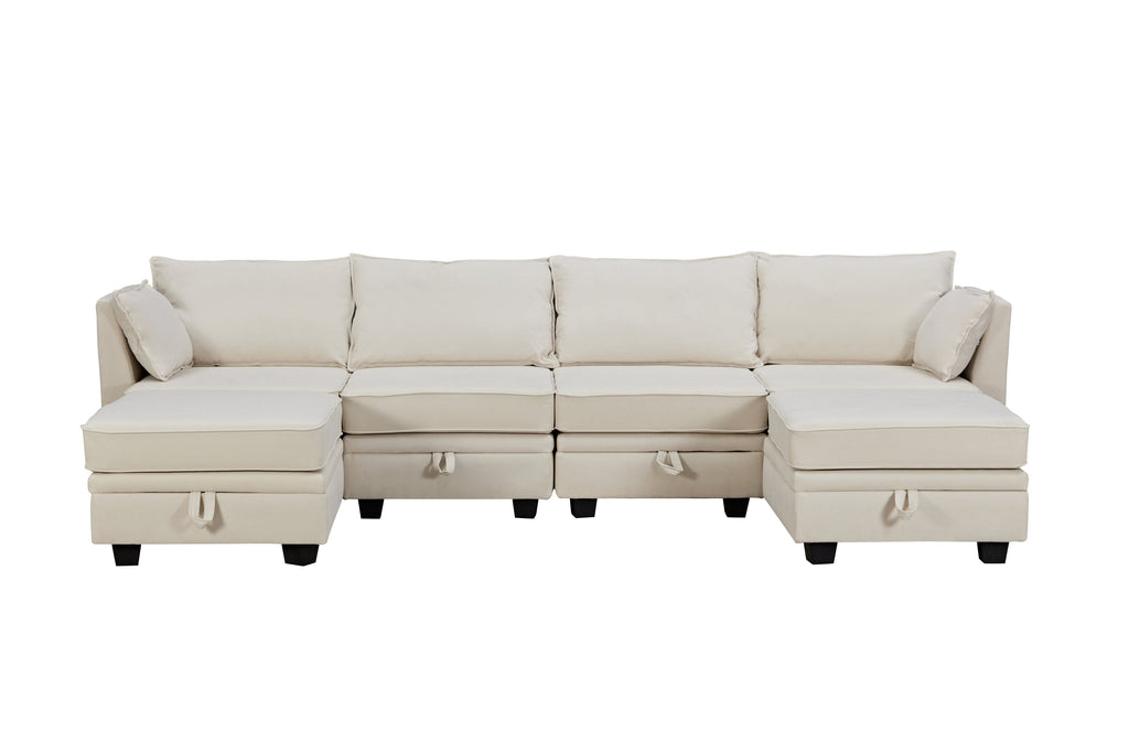 U_Style Modern Large U-Shape Modular Sectional Sofa,  Convertible Sofa Bed with Reversible Chaise for Living Room, Storage Seat