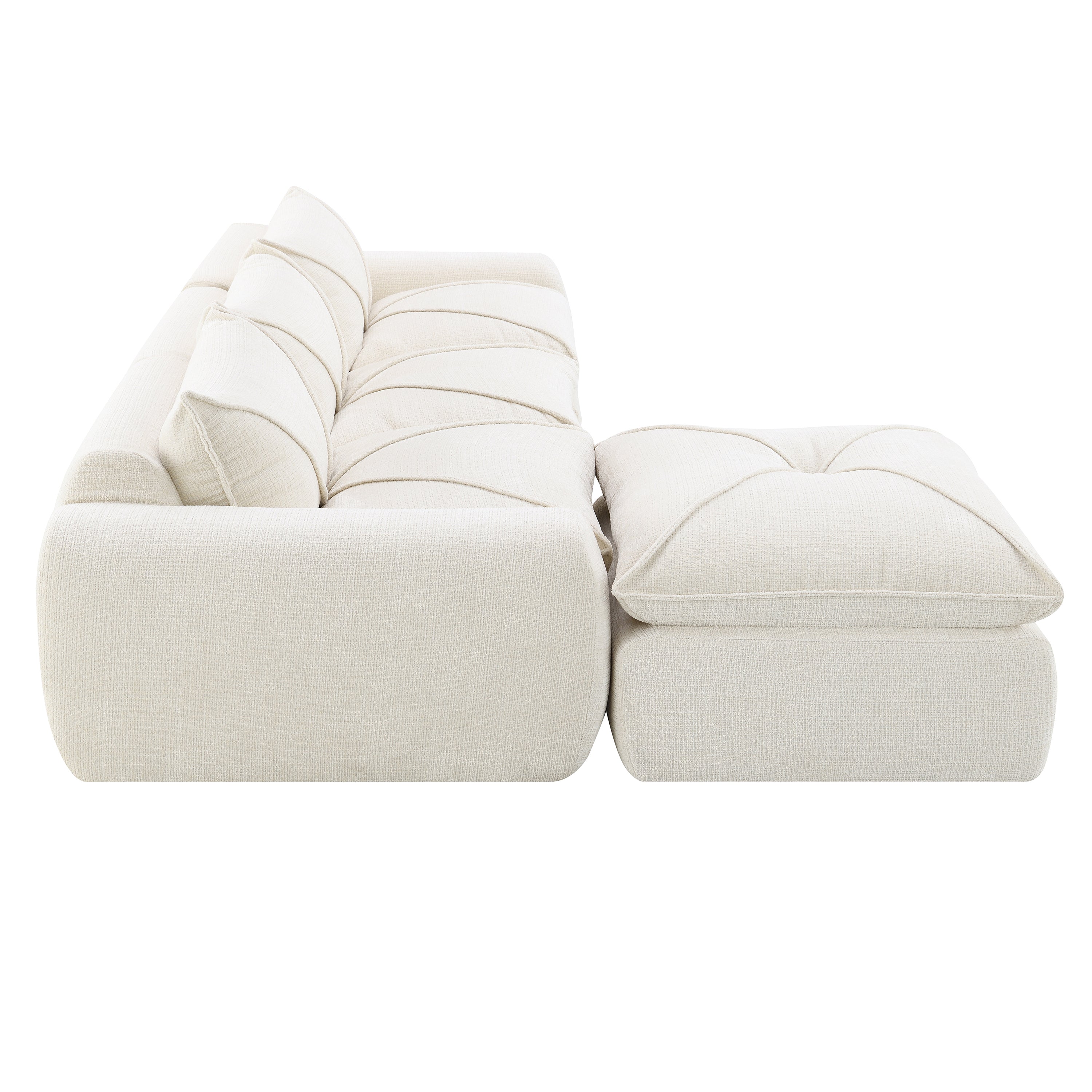 [VIDEO Provided] 116'' Fully Compressed Sofa with High Density Foam, No Assembly Required, Legless Design without Frame, Integrated Backrest and Seat Cushion, Free Combination, Particle Chenille