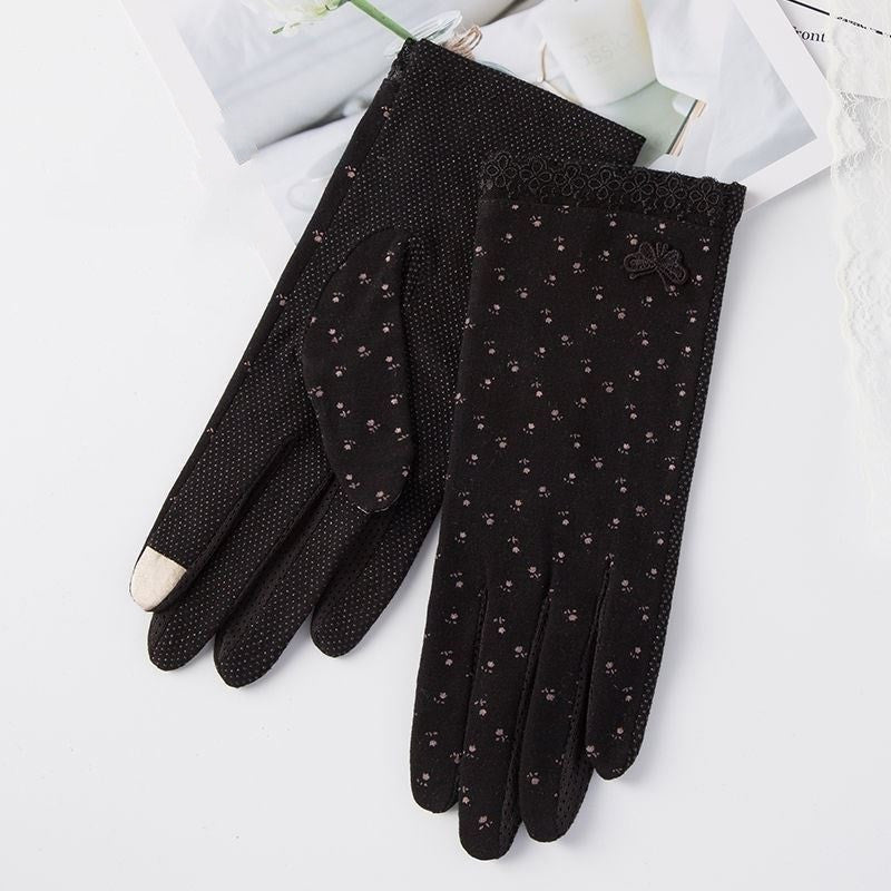 Ladies Summer UV Protection Ice Silk Thin Touch Screen Gloves