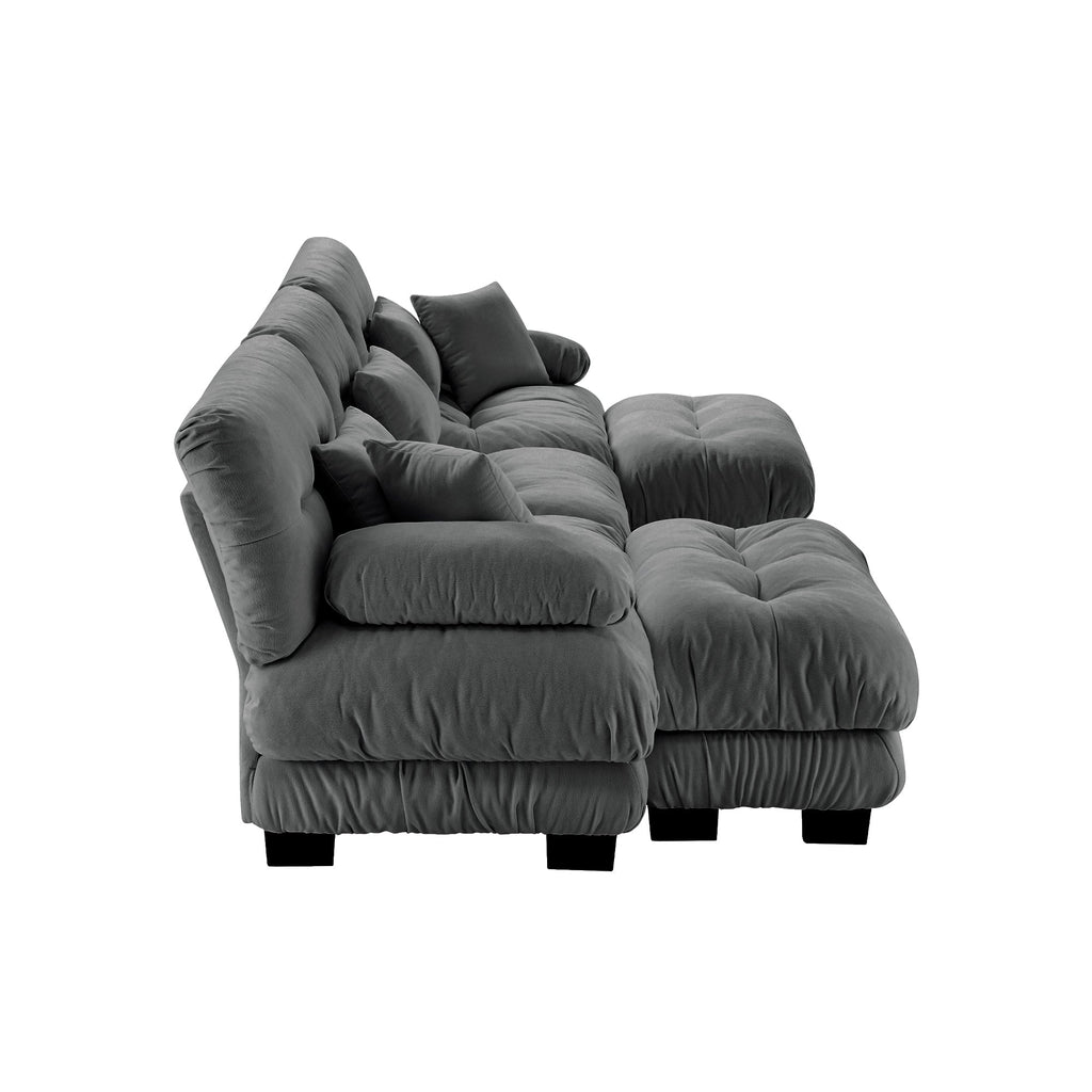 Luxury Modular Sectional Sofa Couch - Oversized U Shaped Cloud Couch for Living Room,Deep Seat Sofa Couch with 2 Ottomans ,Chenille Gray