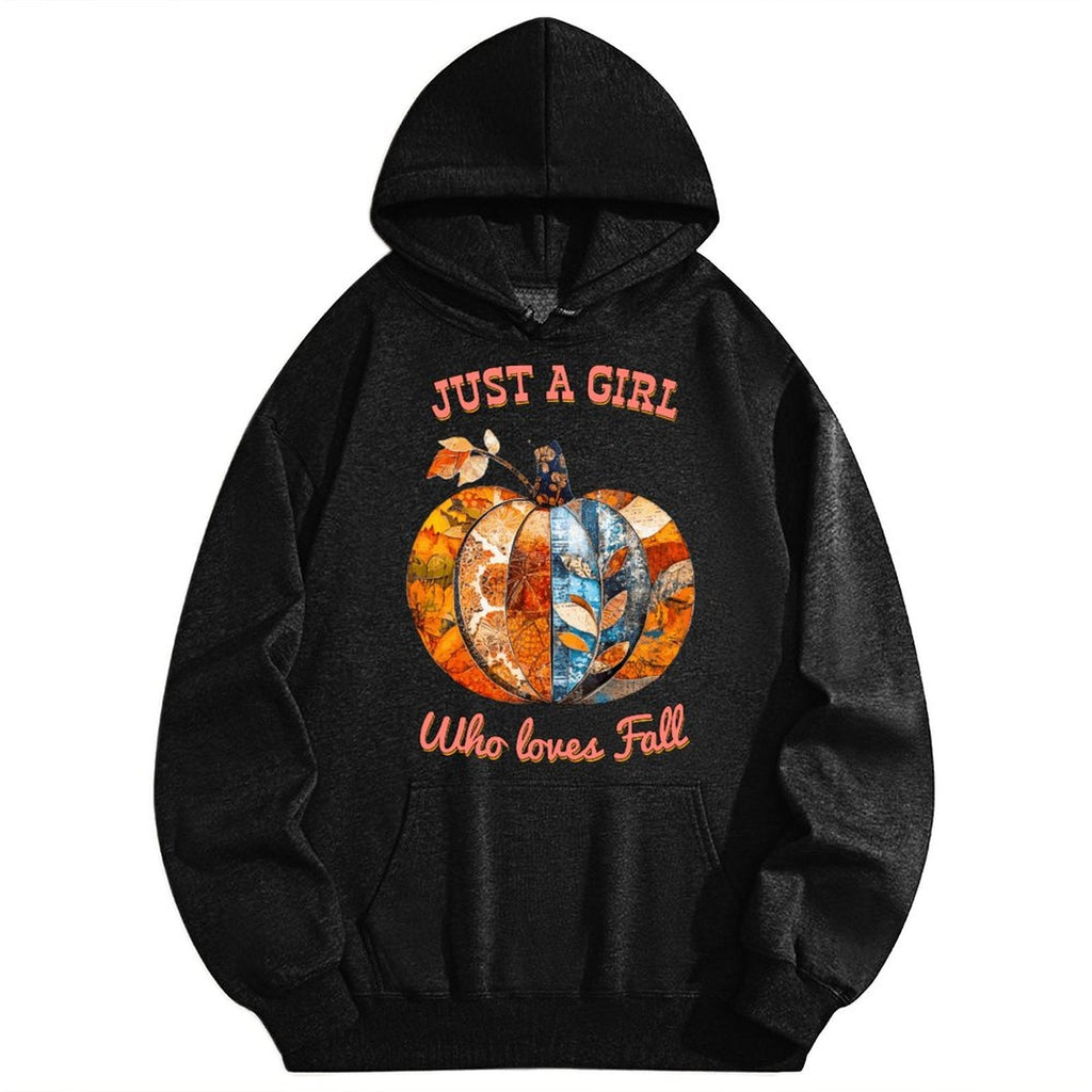 Just a Girl Who Loves Fall Pumpkins Hoodie Sweatshirt with Drawstring