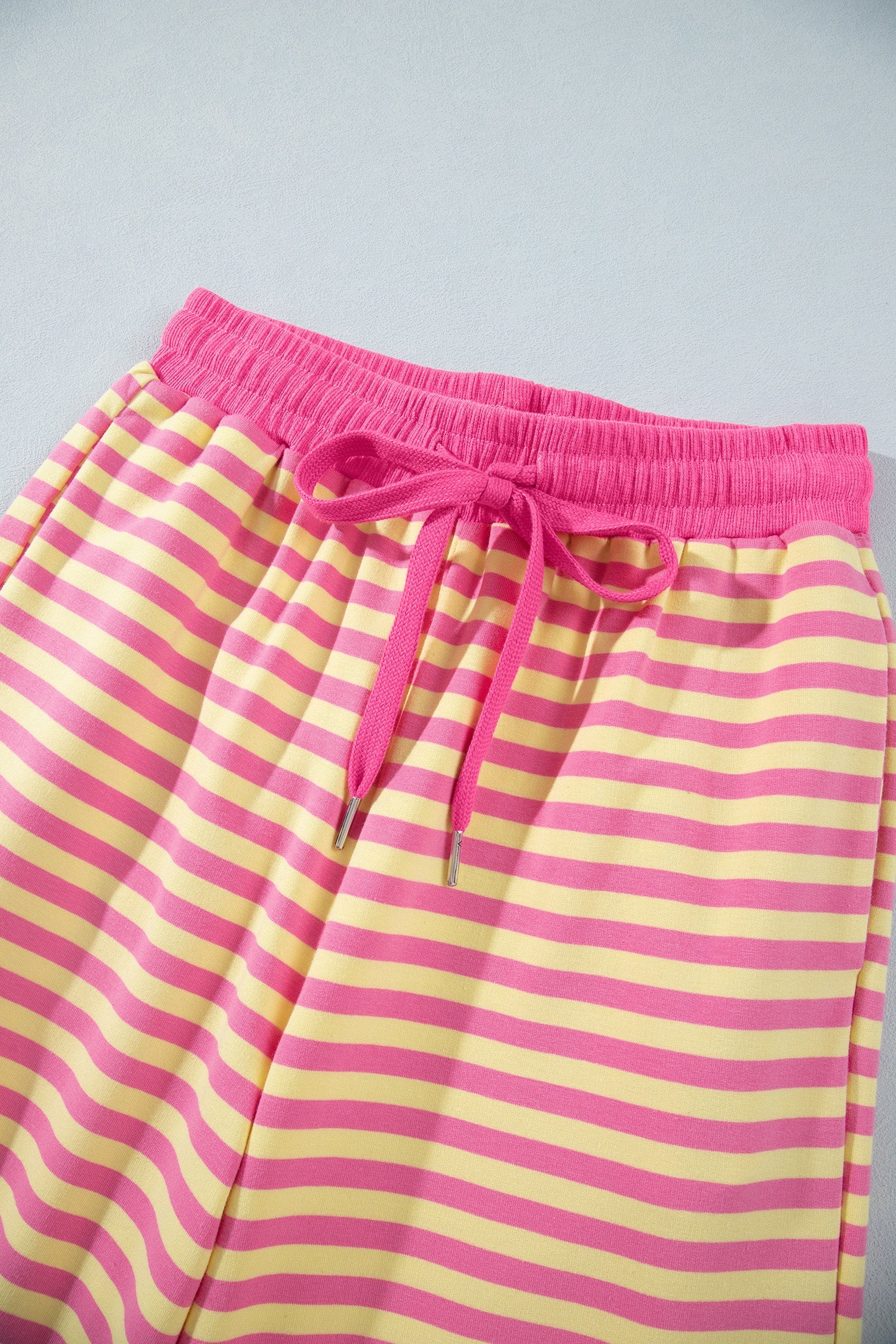 Stripe Colorblock Trim Short Sleeve Tee and Pants Set