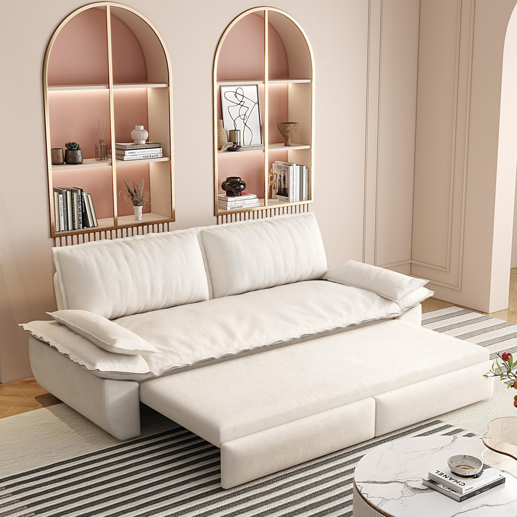 73.2' Queen Pull Out Sofa Bed,3-in-1 Convertible Sleeper Sofa,Multi-Functional Velvet Loveseat Bed