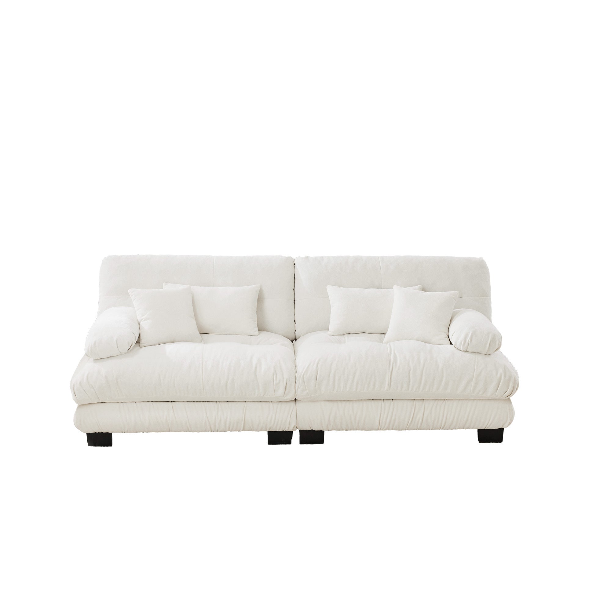 Cloud Couch 2 Seater Sofa for Living Room, Chenille 2 - Seat sofa with 2 Lumbar pillows and 2 throw pillows,Chenille White