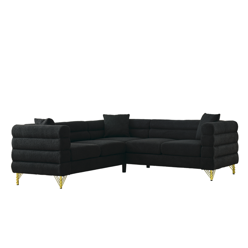 81.5-Inch Oversized Corner Sofa, L-Shaped Sectional Couch,   5-Seater Corner Sofas with 3 Cushions for Living Room, Bedroom, Apartment, Office
