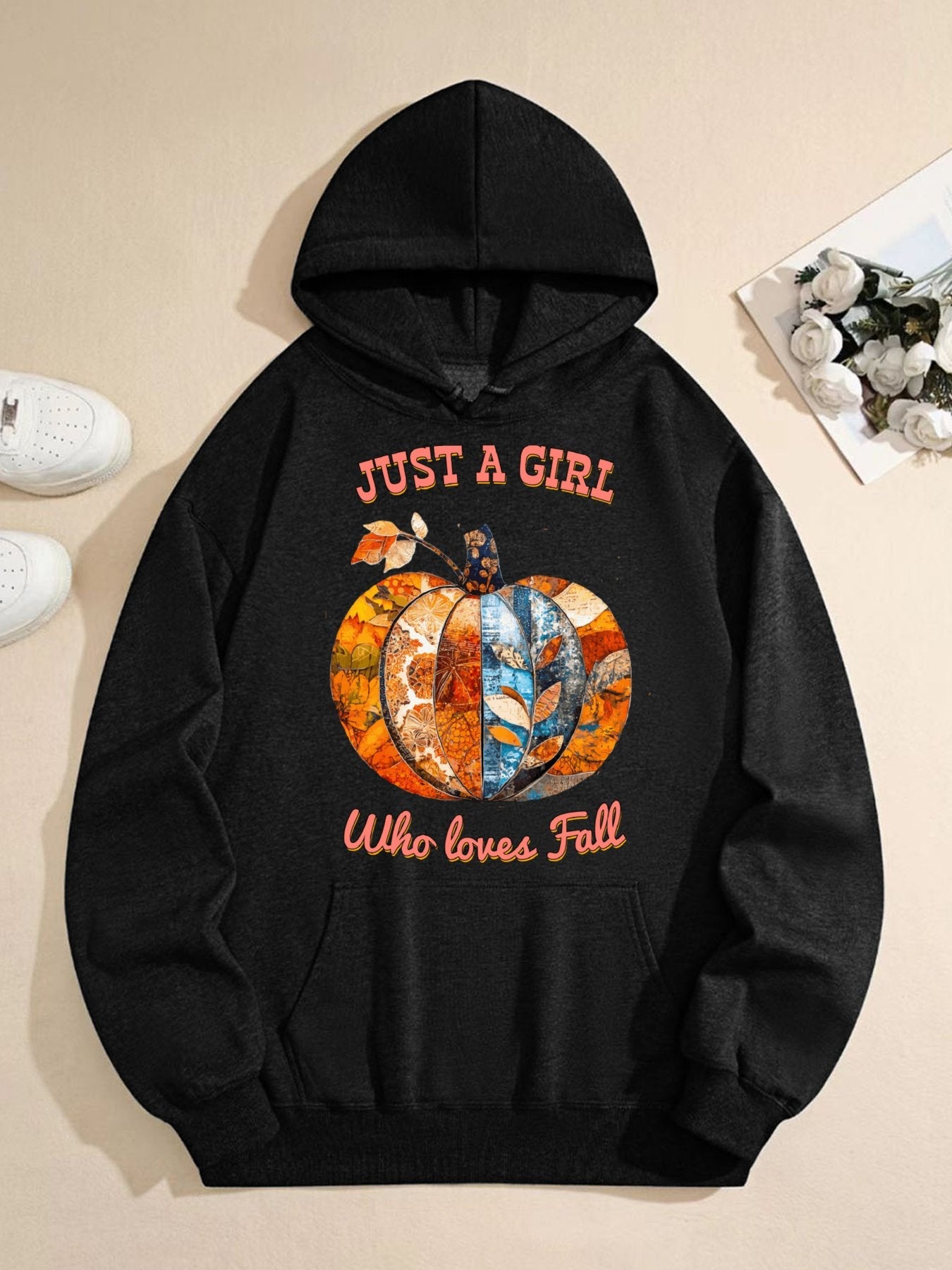 Just a Girl Who Loves Fall Pumpkins Hoodie Sweatshirt with Drawstring