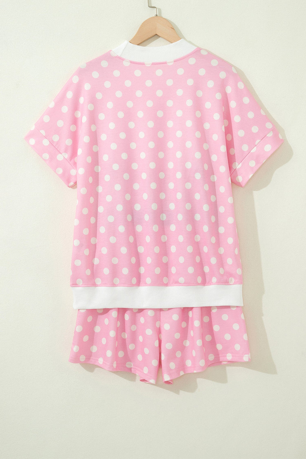 Polka Dot Colorblock Mock Neck & Shorts Set