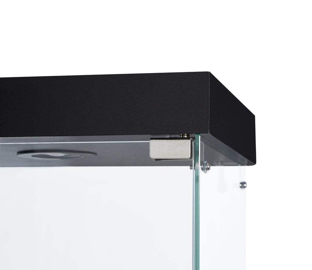 4-Tier Glass Display Cabinet, Double Door Glass Cabinet, Four Partitions, Two Locks, Floor Standing Storage Cabinet for Living Room, Bedroom, Showroom and Office, Black, 31.5'L x 14.2'W x 66.3'H