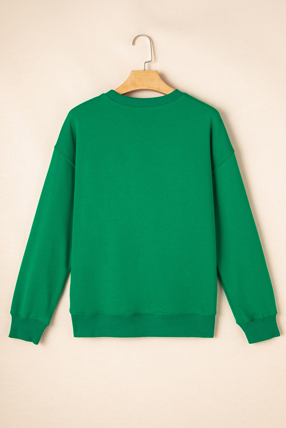 Dark Green Sequin Letter Graphic Father Christmas Patched Sleeve Sweatshirt