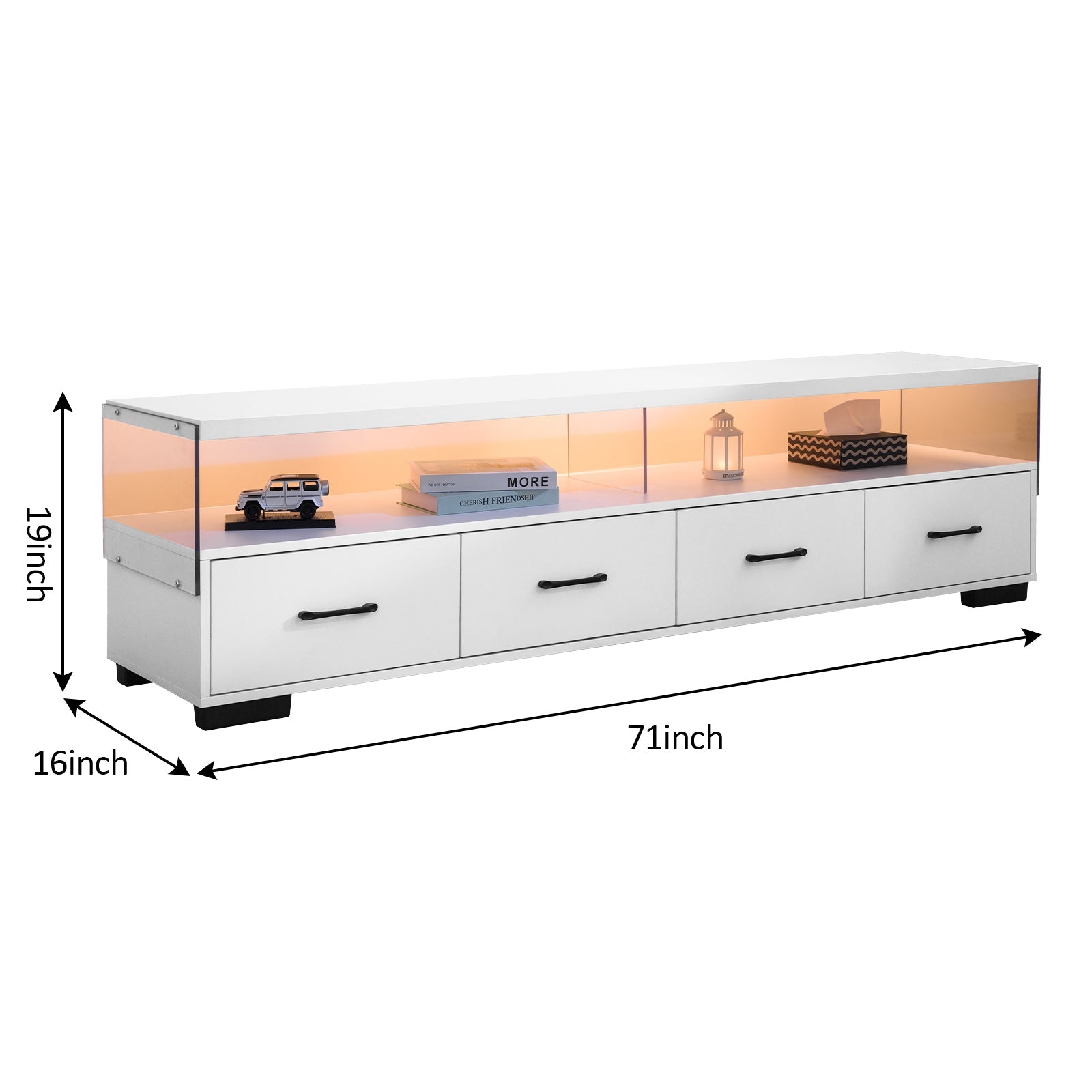 4-Drawer TV Stand for TV's up to 80' Flat Screen Cabinet Door Living Room Storage Entertainment Center, White