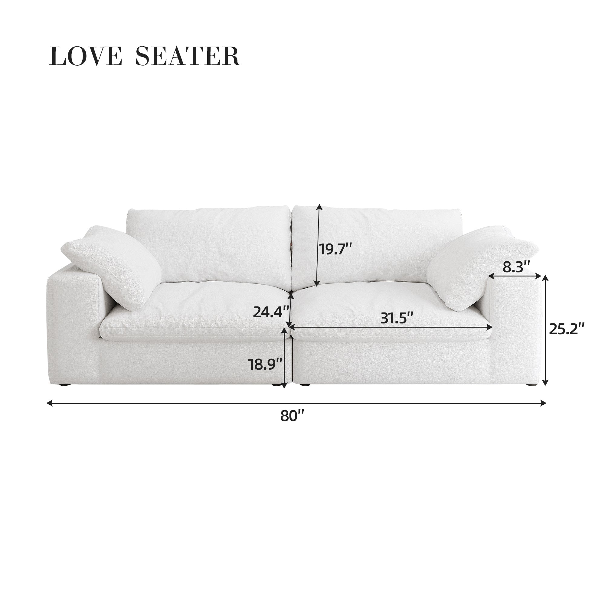 Modular Sectional Couch 80' Down Filled Modular Sectional Sofas for Living Room,Cushion Covers Removable loveseater 2seaters