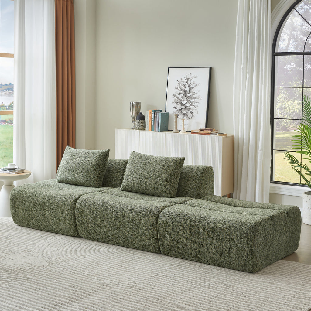Oversized 3 Seater Compressed Sofa with Chenille Fabric, No Assembly, Space-Saving for Living Room, Apartment