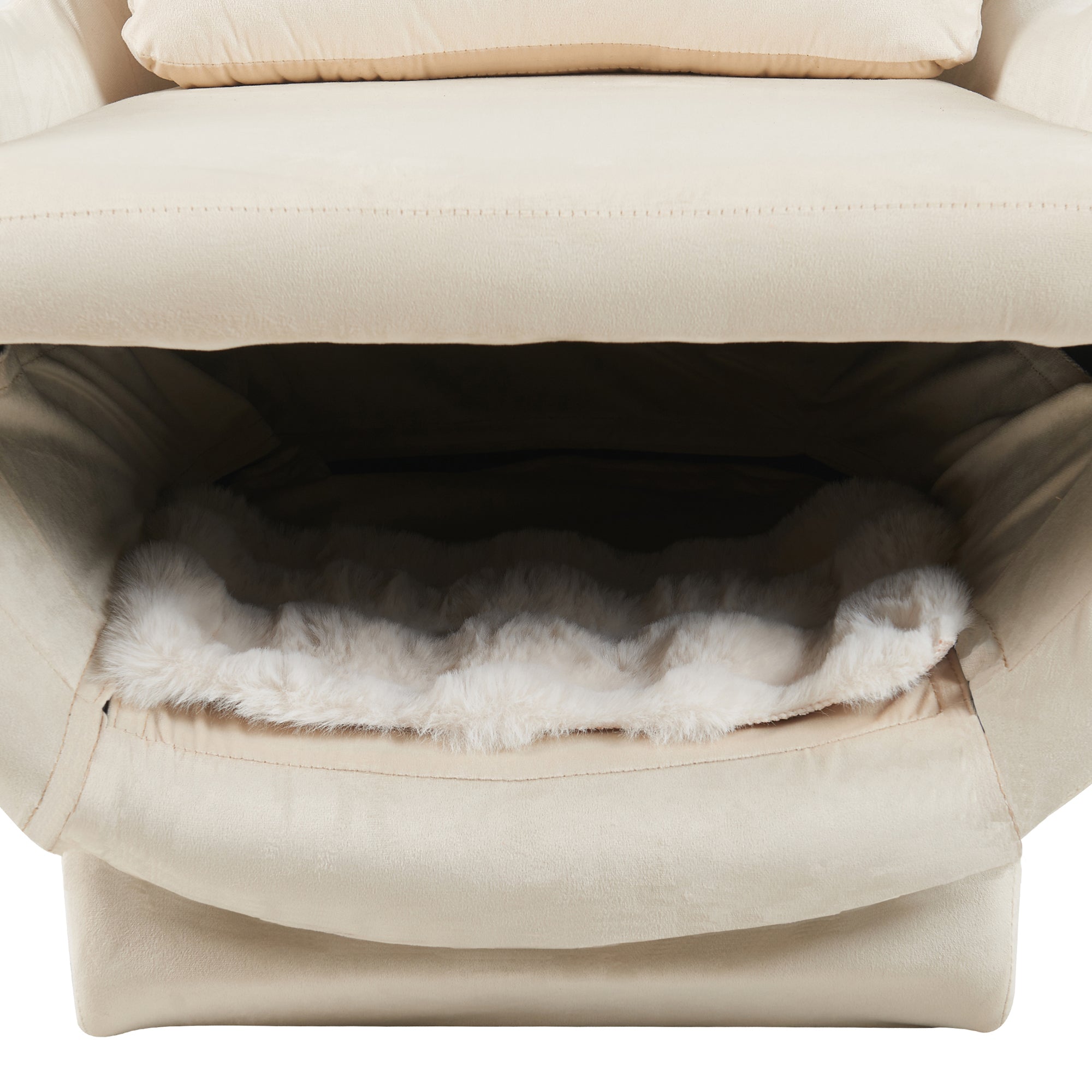 Furniture Style 2 in 1 Pet Friendly  Modern Velvet Lounge Chair, Upholstered  Back Accent Chair Leisure Single Sofa Chair for Living Room Office, White