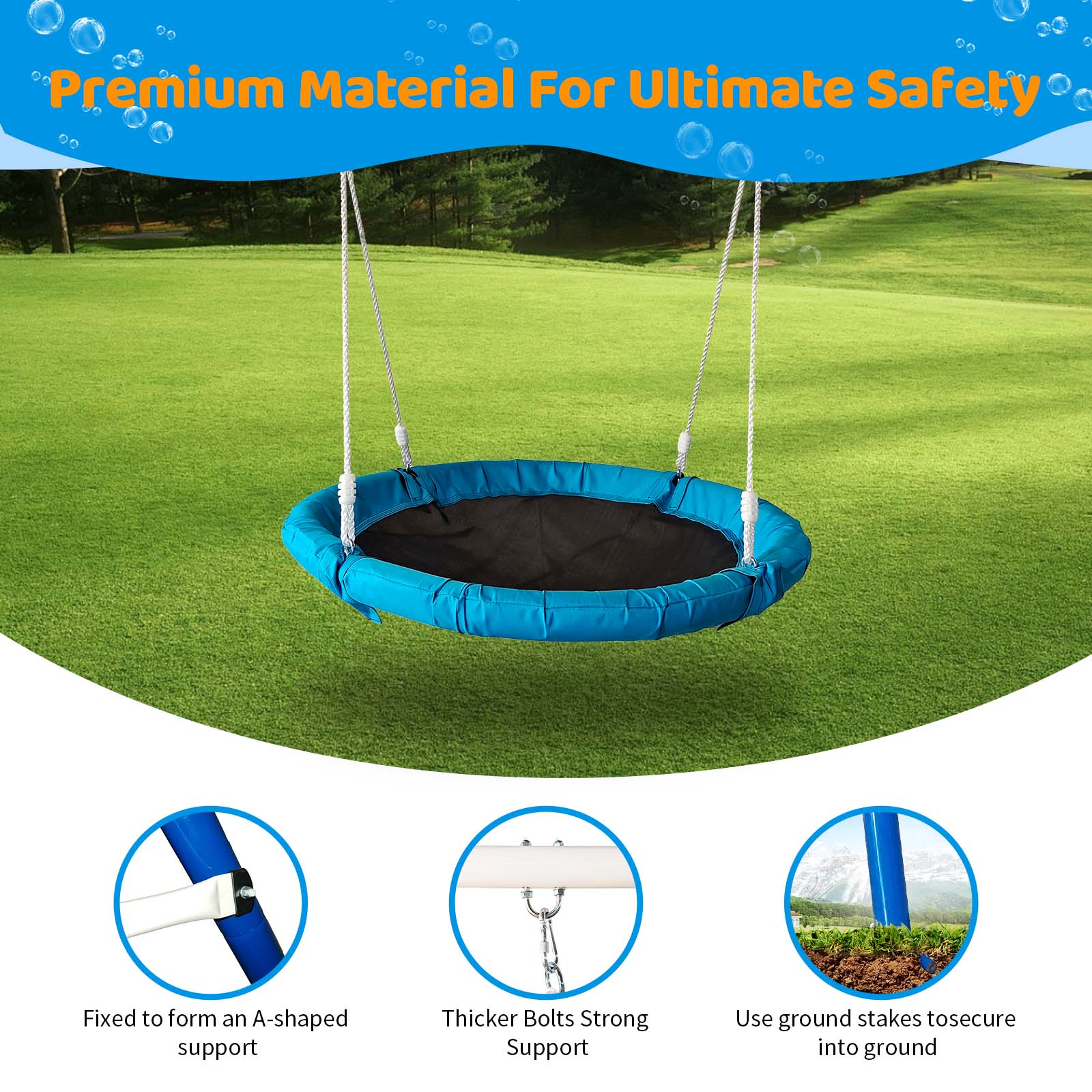 Metal Swing Set for Kids – Outdoor Playground Equipment with Disc Swing