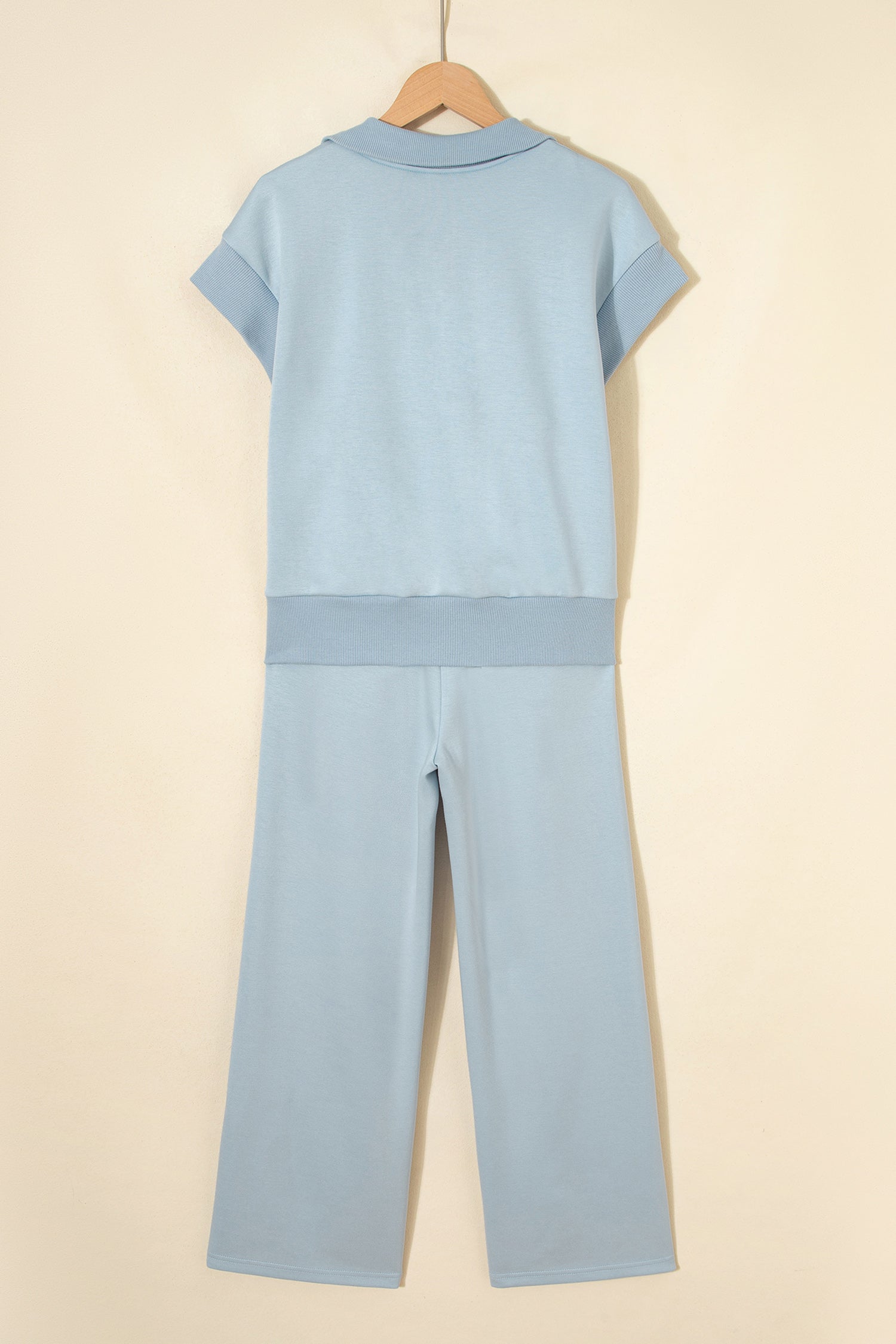 Half Zip Polo Tee & High Waist Pant Set