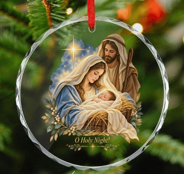 Faith Based Christmas Carols Golden Ornament Set - Set of 4