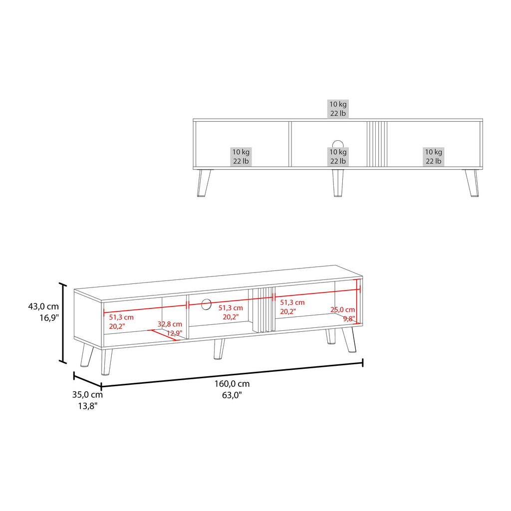 Dragon Tv Stand with 2 Doors and Open Storage, Wengue