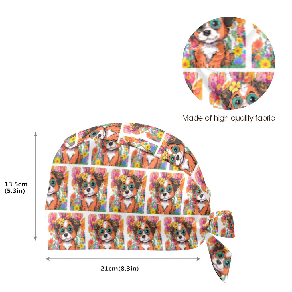 Cute Dog with Glasses Medical Scrub Cap (Made in USA)