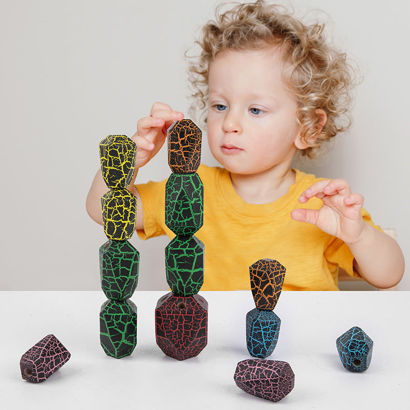 Wooden Rainbow Cactus Stacker – Montessori Building Blocks Educational Toy for Kids