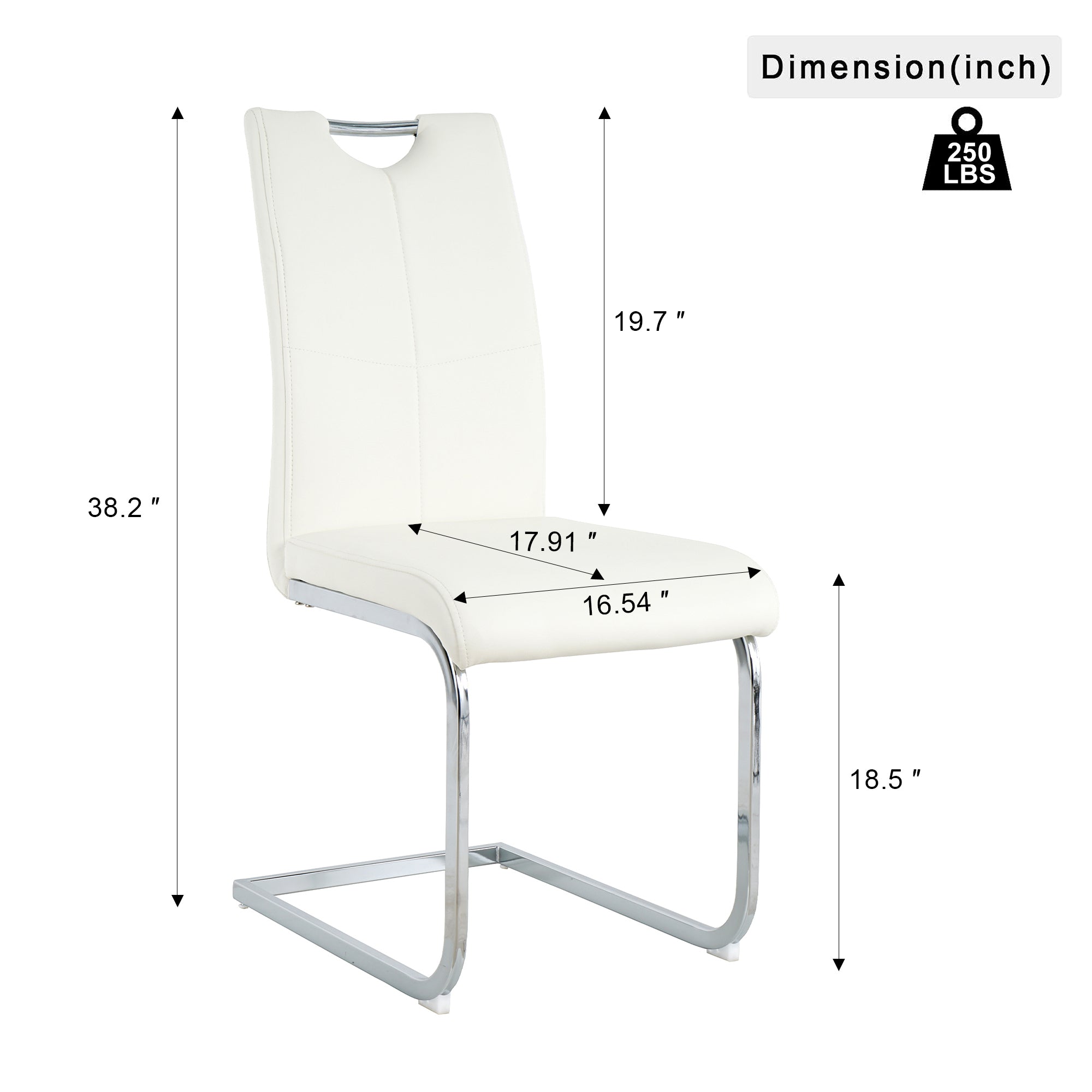 Modern style glass dining table, elegant transparent design, sturdy stainless steel base, white dining chairs set, electroplated chair legs, suitable for dining room and kitchen (set of 7)