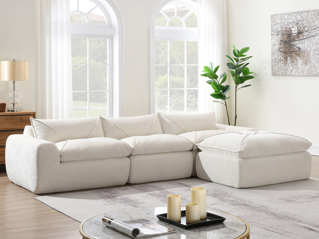 [VIDEO Provided] 116'' Fully Compressed Sofa with High Density Foam, No Assembly Required, Legless Design without Frame, Integrated Backrest and Seat Cushion, Free Combination, Particle Chenille