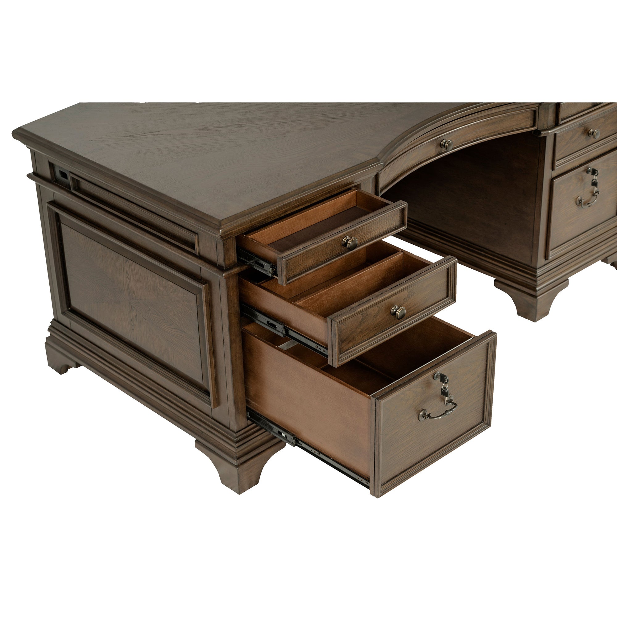 Stigham Burnished Oak 7-drawer Executive Desk