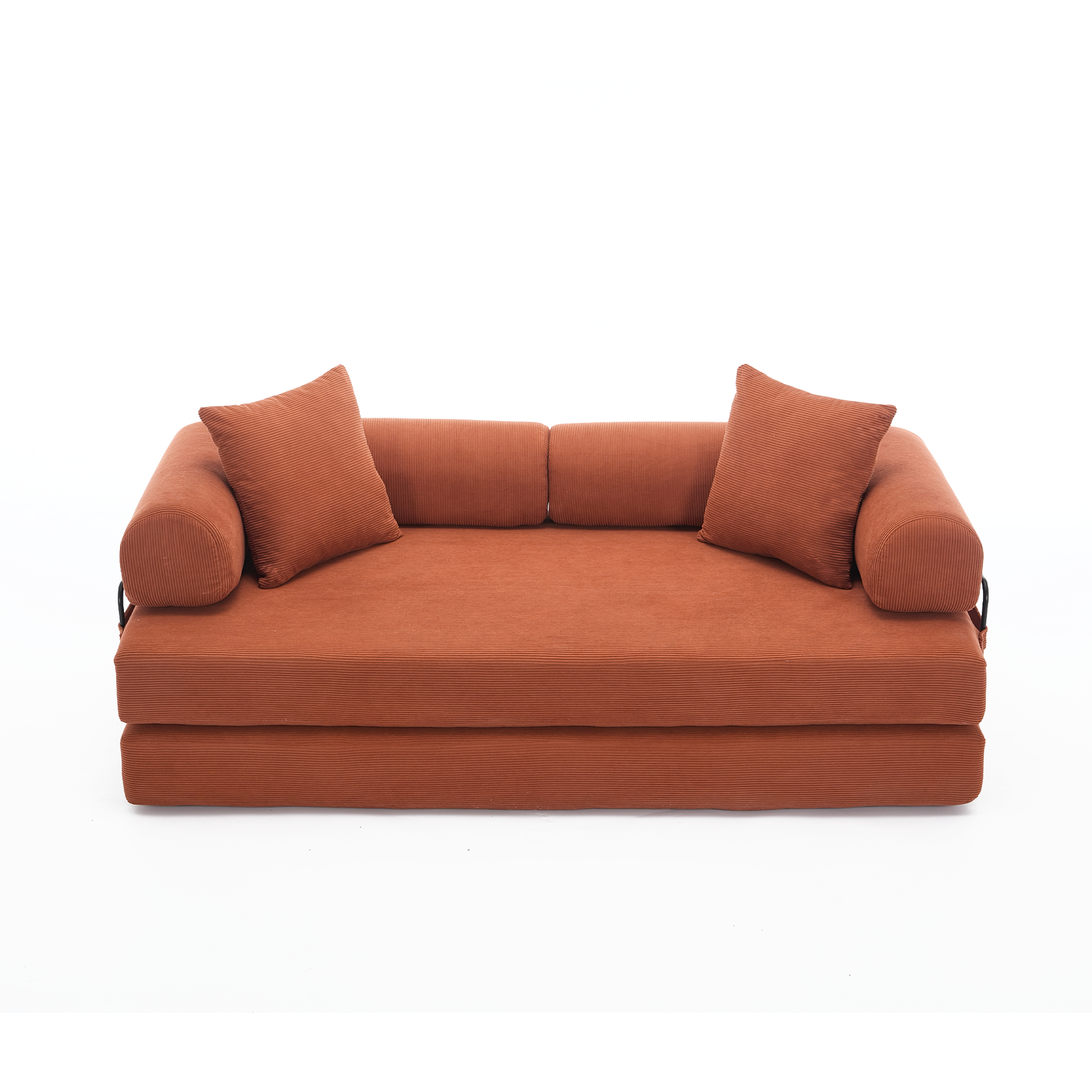 [NEW ARRIVED] [VIDEO PROVIDED] 78.5' Folding Convertible Out Sleeper Sofa Bed,4-in-1 DIY Combination Convertible Sofa, 3 seat, Folding Sleeper Sofa, King Size , Bedroom,Apartment,Corduroy,Orange
