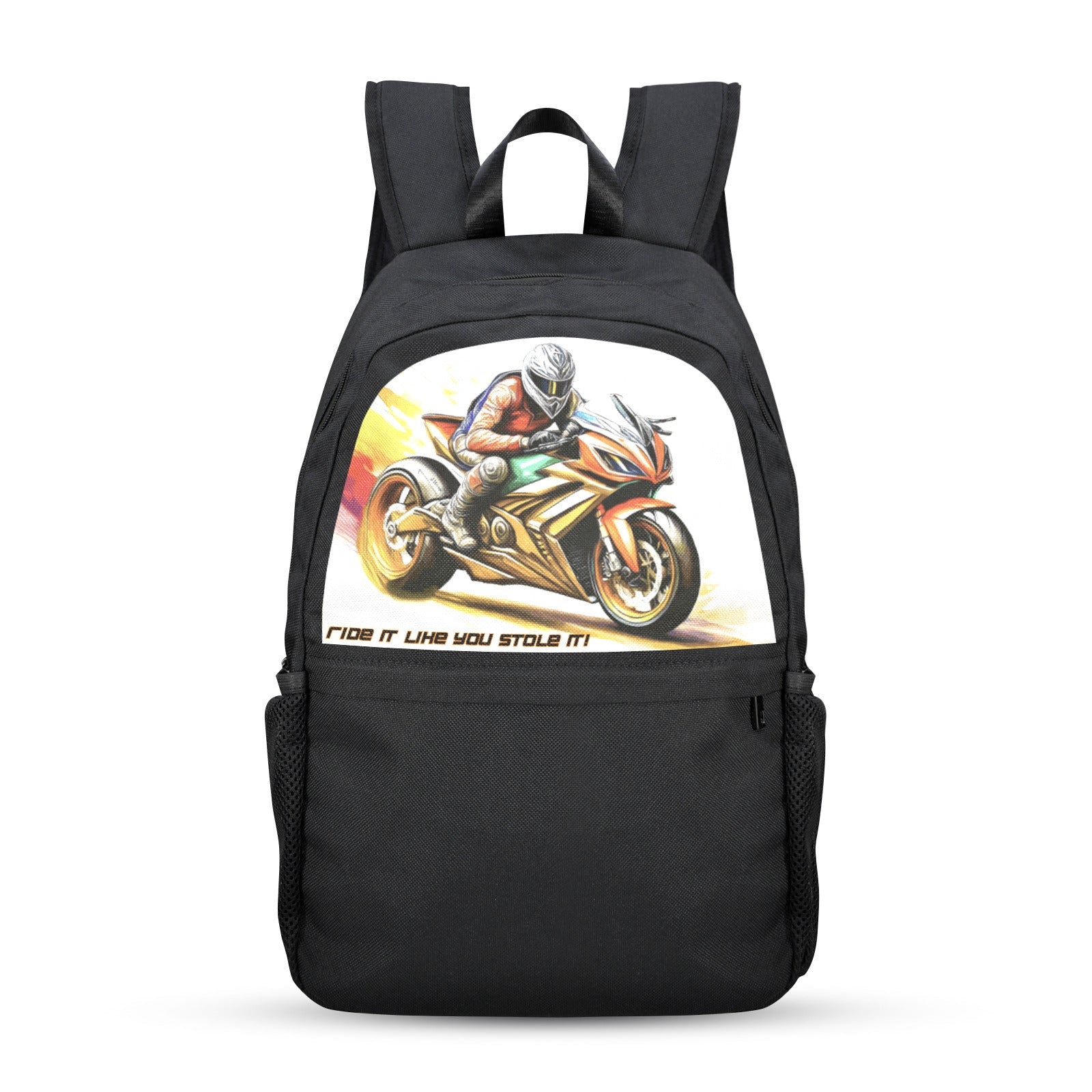 Racing Motorcycle Boy's Casual School Backpack | Upper Part Printing