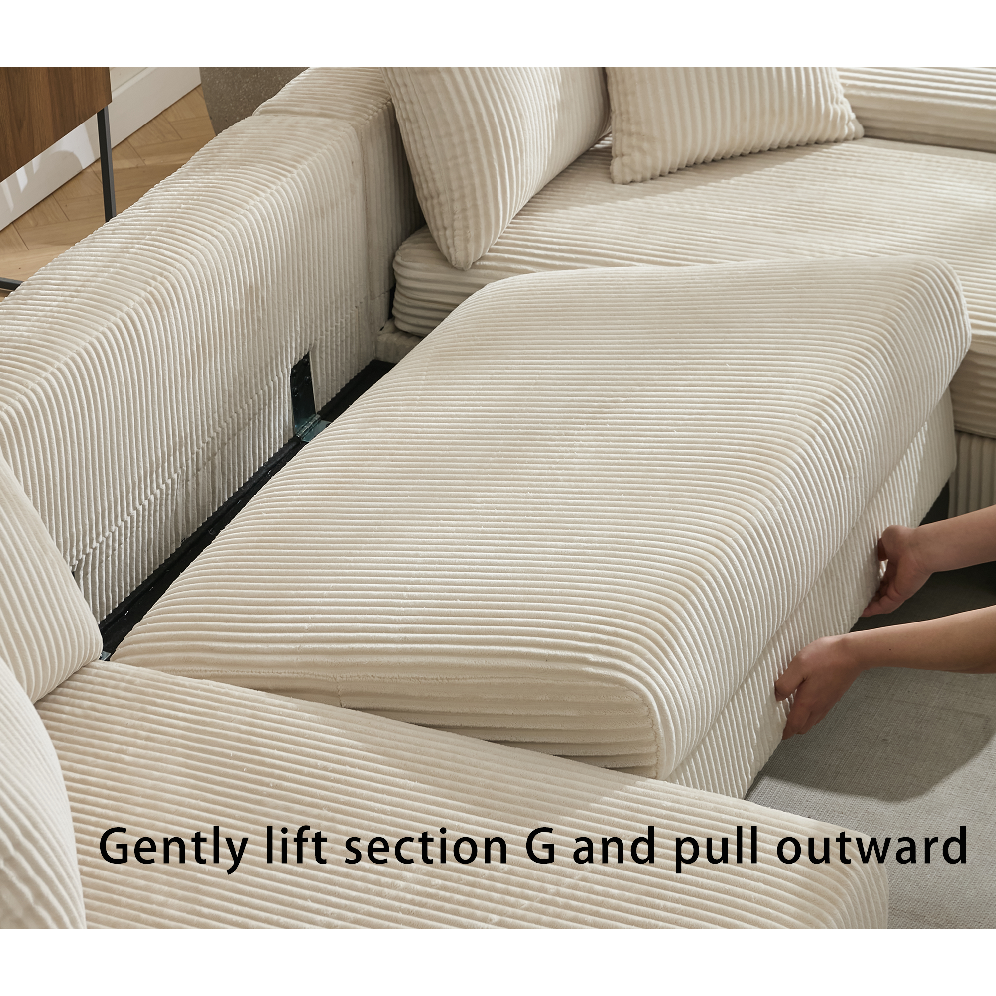 [NEW ARRIVED] [VIDEO PROVIDED] 114' Sleeper Sofa,U Shaped Sofa , Pull Out Bed,Convertible Oversize 2 in 1 Sleeper Sofa, Living Room,Upholstery Sofa Bed,Adjustable Sleeper Sofa,Corduroy,Beige