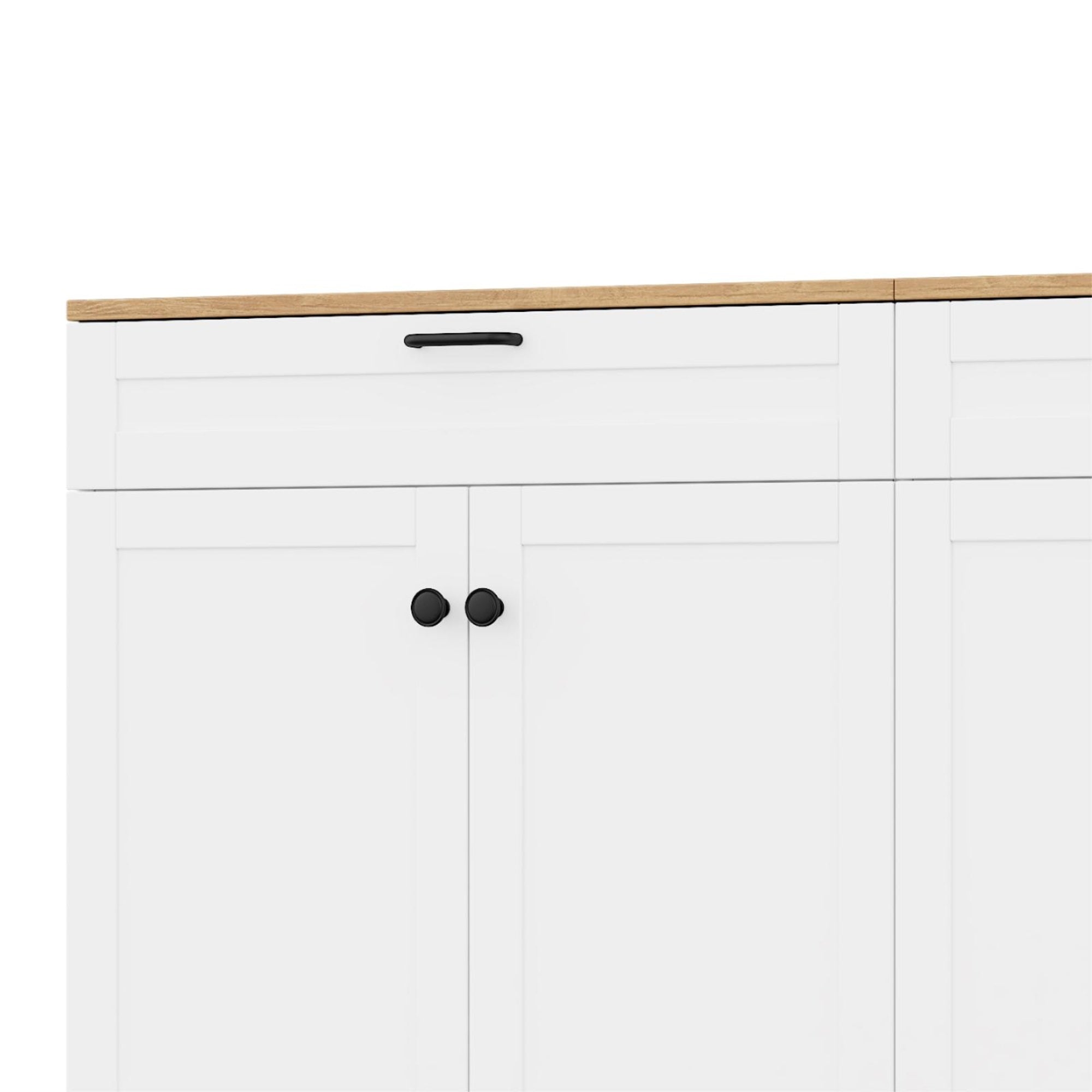 ON-TREND 3-Piece Farmhouse Entertainment Center with Storage Cabinet for TVs Up to 70', Mid-Century TV Stand with Bookshelf, Rustic Versatile Sideboard with Adjustable Shelves for Living Room, White