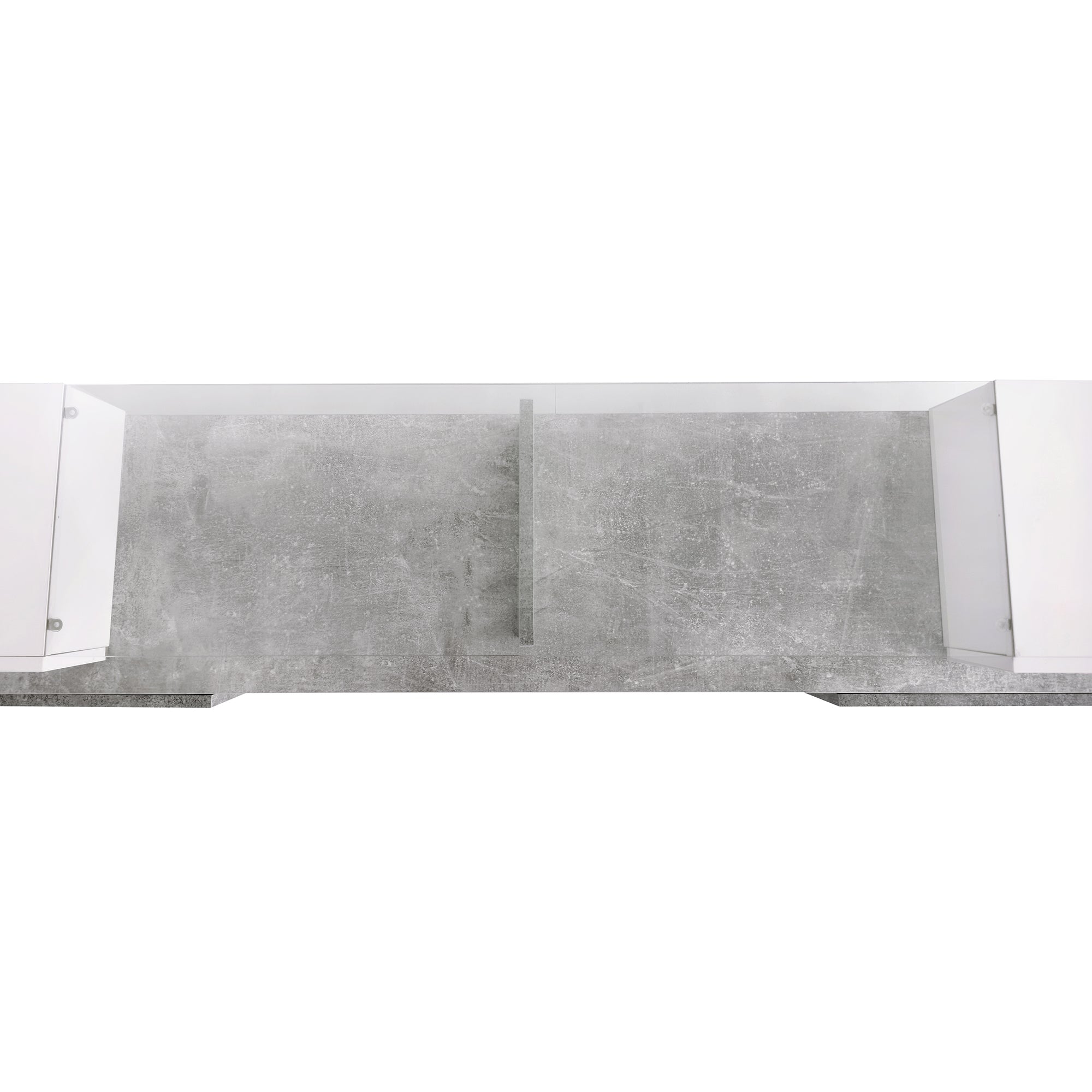 ON-TREND Unique Shape TV Stand with 2 Illuminated Glass Shelves, High Gloss Entertainment Center for TVs Up to 88', Versatile TV Cabinet with LED Color Changing Lights for Living Room, Grey