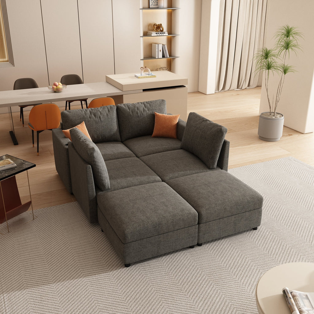 Modern Large Sectional Sofa, U-Shape Modular Sectional Couch with Storage Function,123' Sofa Bed with Ottoman,6 Seat Sectionals Chaise for Living Room,Chenille