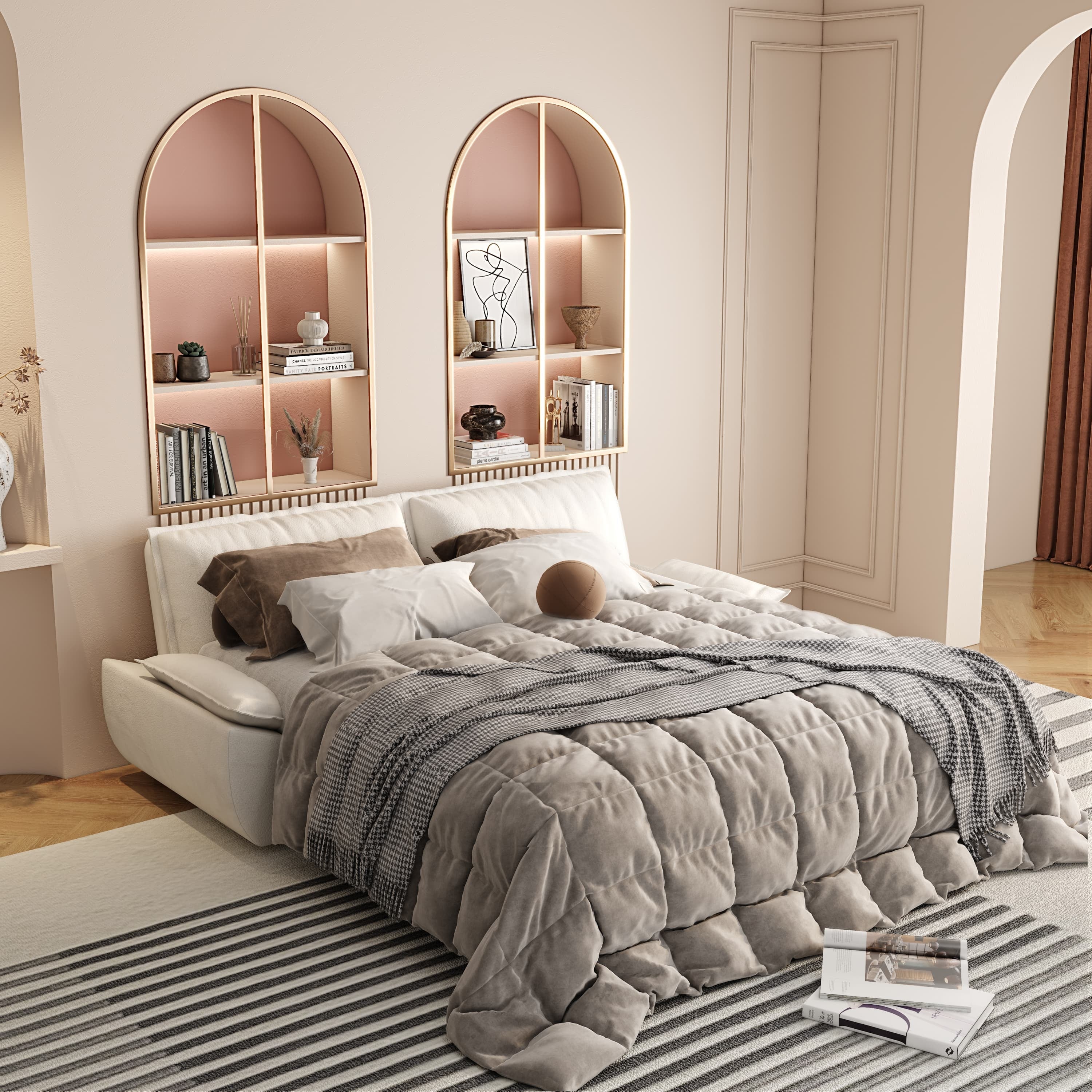 73.2' Queen Pull Out Sofa Bed,3-in-1 Convertible Sleeper Sofa,Multi-Functional Velvet Loveseat Bed