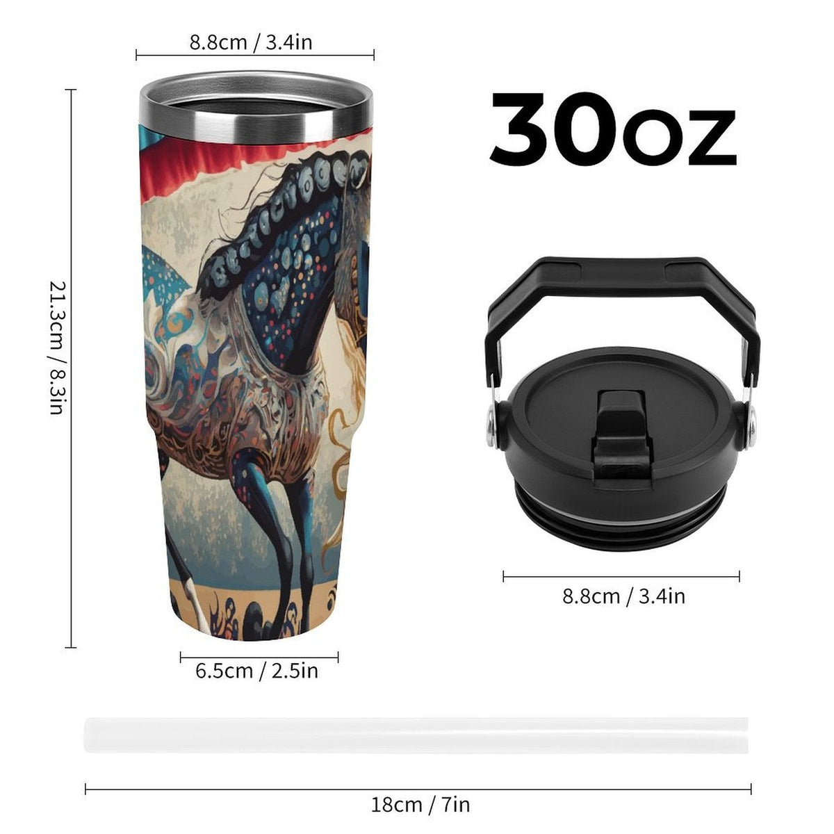 Bejeweled Horse 30 oz Stainless Steel Water Bottle Tumbler