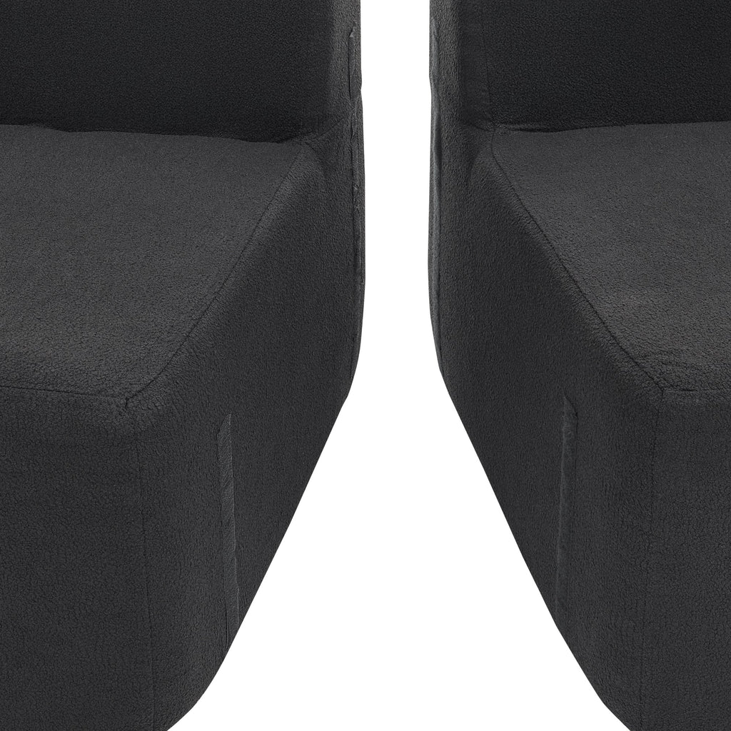 Curved Modular Sectional Sofa in Lamb's Wool Fabric, Modern Minimalist Style, Compressed (No Assembly Required), Comfy for Living Room & Bedroom - Black