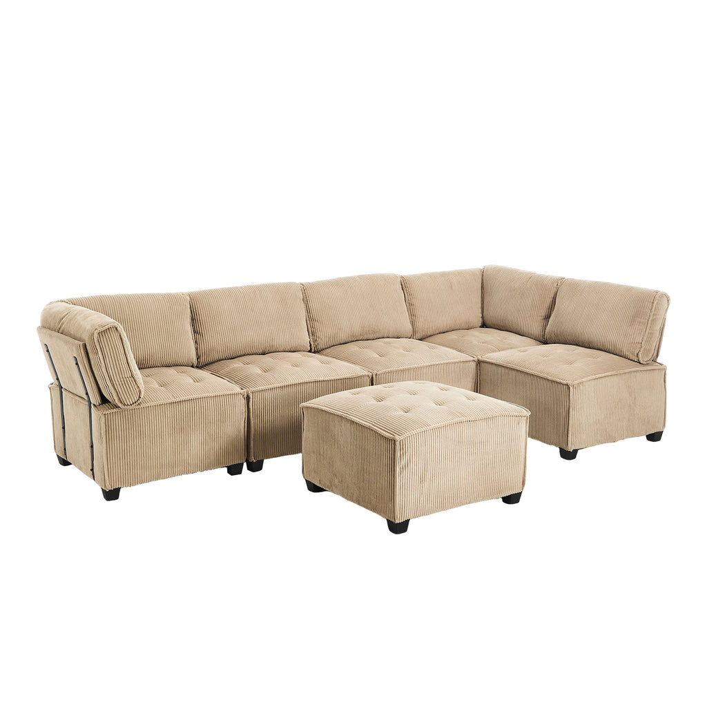 UNITED WE WIN Modular Sectional Sofa U Shaped Modular Couch with Reversible Chaise Modular Sofa Sectional Couch,6- Seat Convertible Sofa,Fit for Living Room
