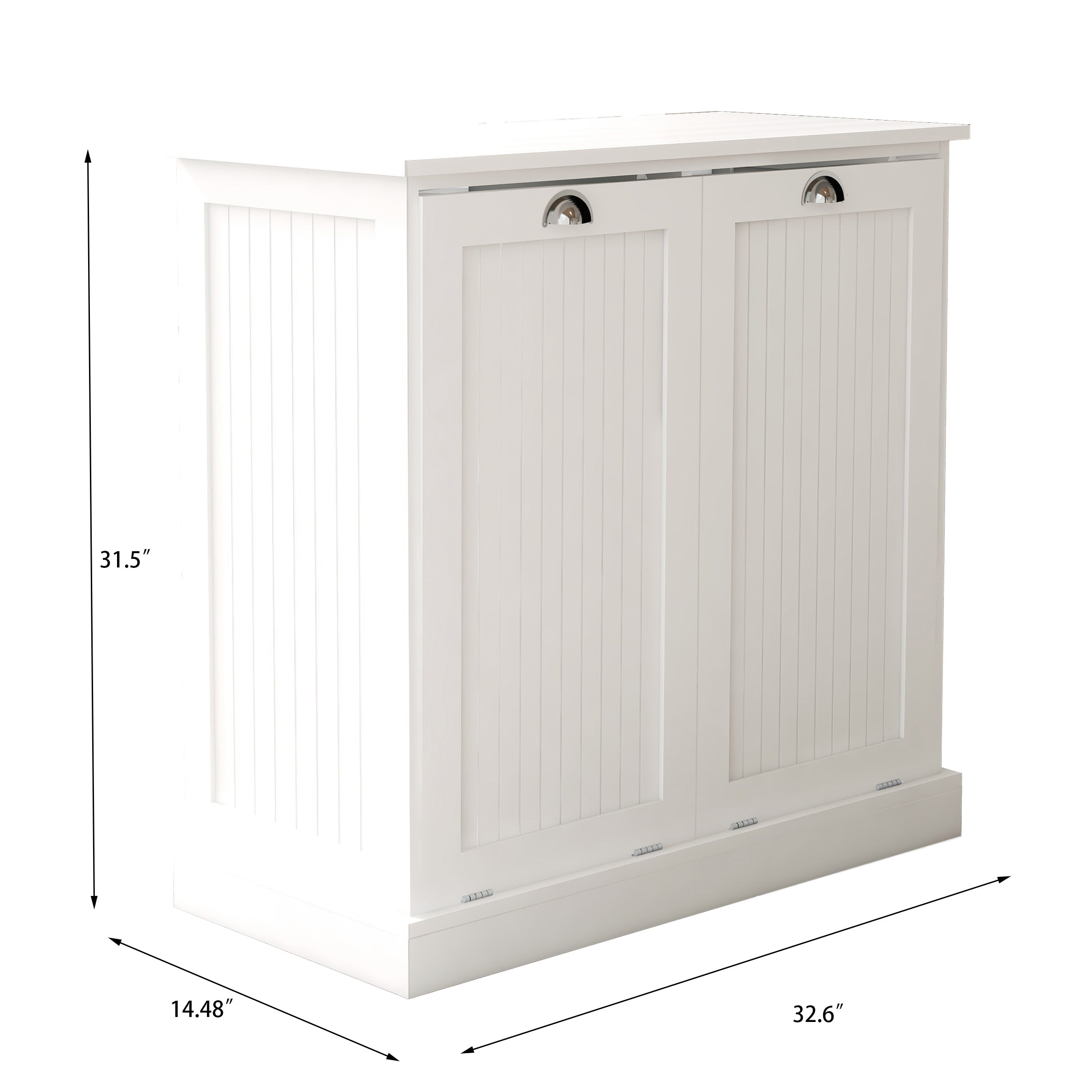 Two-Compartment Tilt-Out Laundry Sorter Cabinet-White