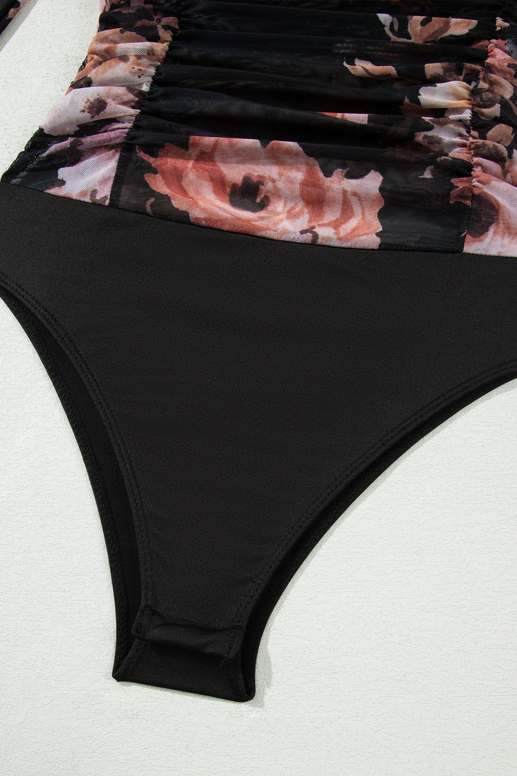 Floral Mesh Long Sleeve High Neck Bodysuit
