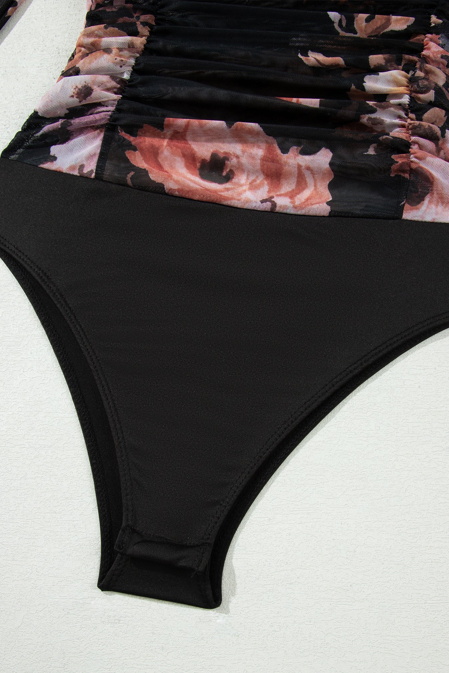 Floral Mesh Long Sleeve High Neck Bodysuit