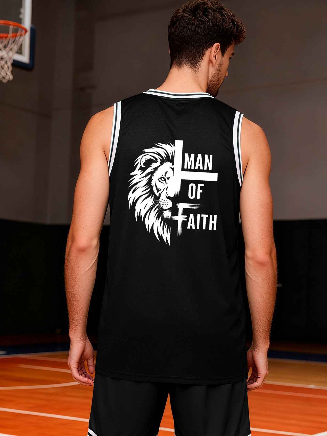 Man of Faith Adult Black Basketball Jersey | Front & Back Printing