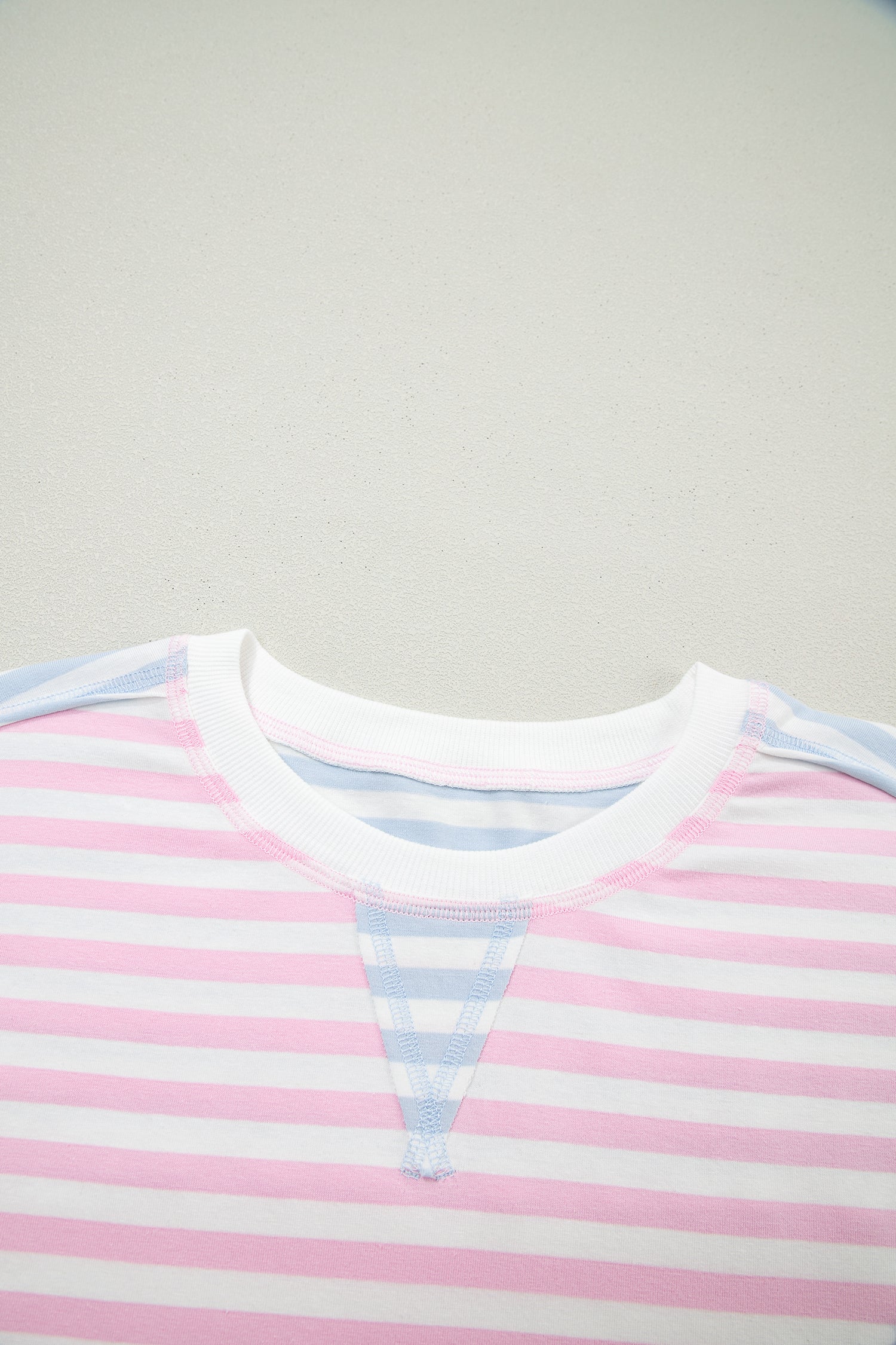 Stripe Oversize Dolman Sleeve Patchwork T-Shirt
