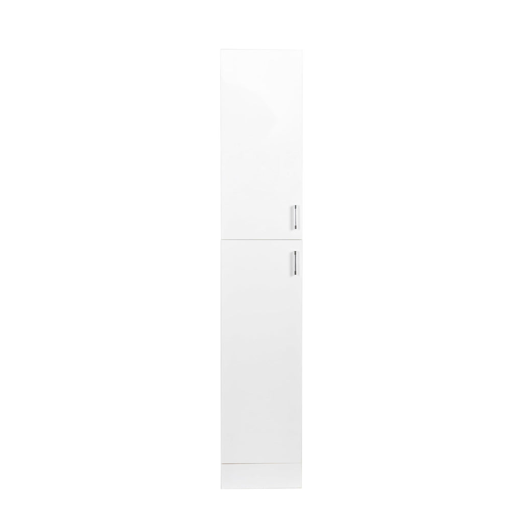 Elegant White Freestanding Cabinet with Inadjustable Shelves and Two Doors for Kitchen and Dining Room