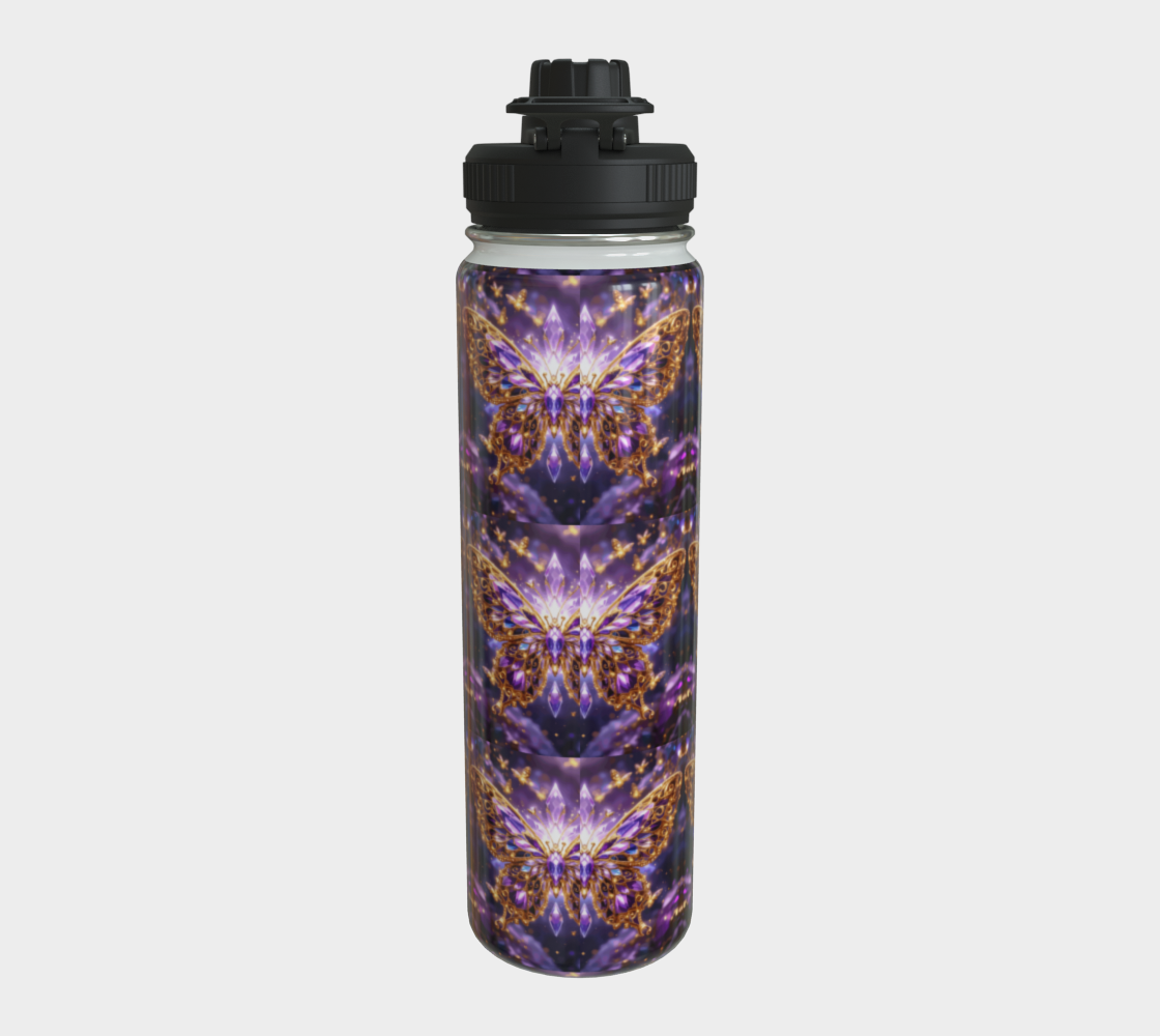 Crystal Purple Butterflies 24 oz Stainless Steel Water Bottle