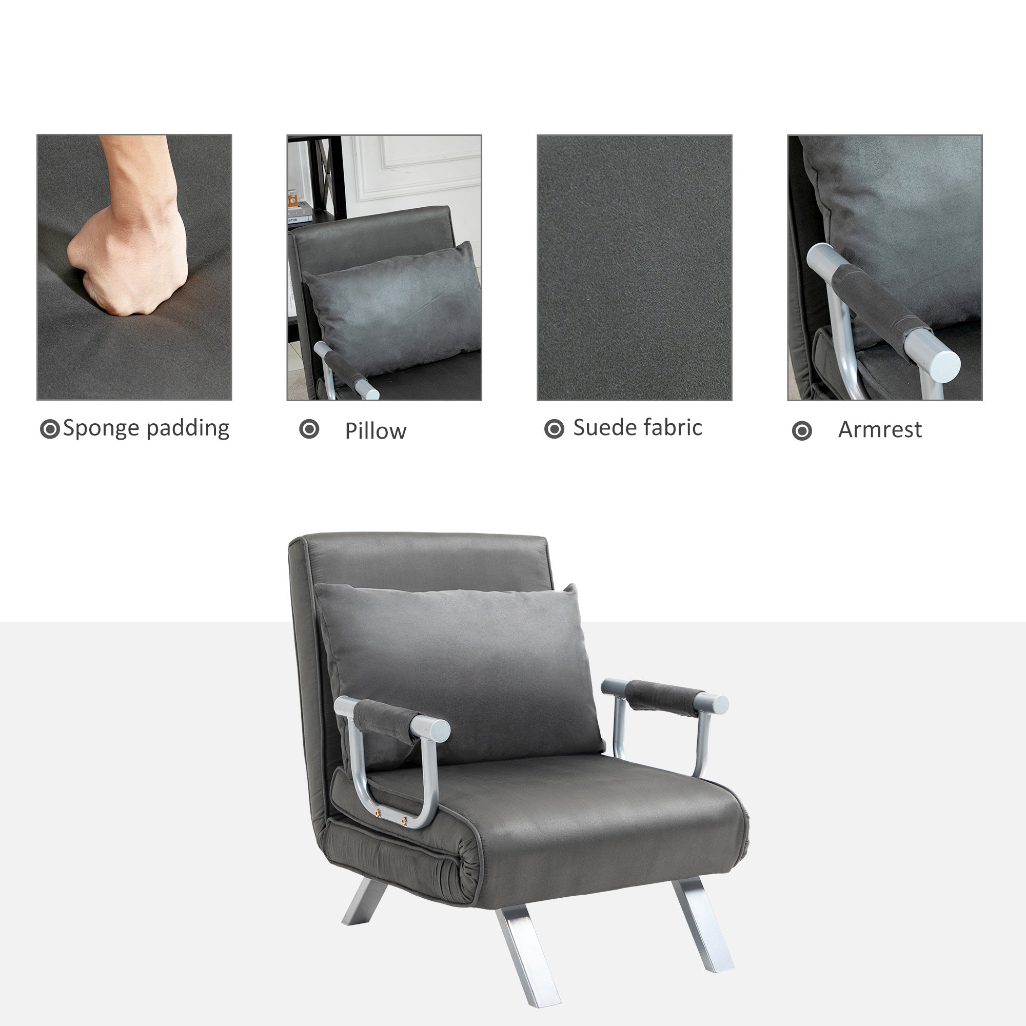 Single Person Folding  Convertible Sofa Bed Sleeper Chair Chaise Lounge Couch
