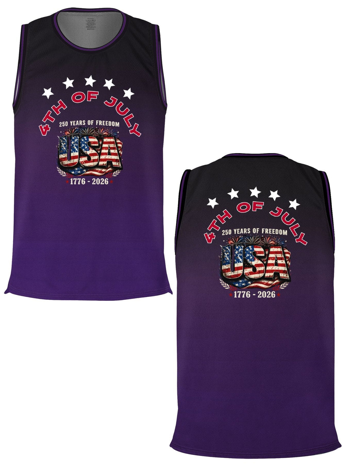 4th of July Adult Purple Basketball Uniform| Ships From USA