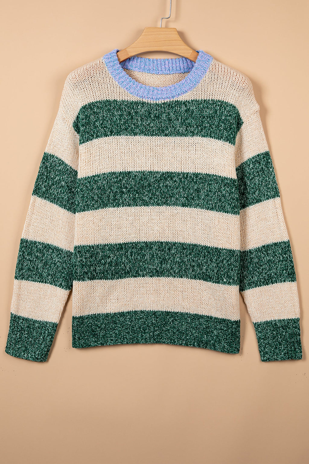 Stripe Colorblock Drop Shoulder Pullover Sweater