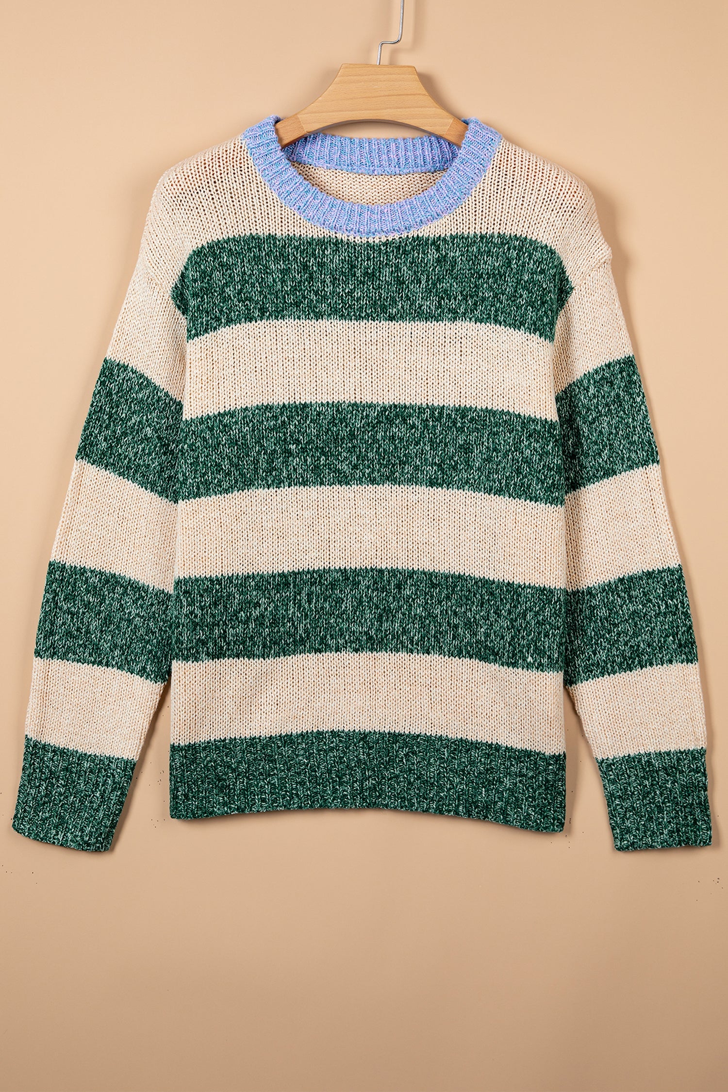 Stripe Colorblock Drop Shoulder Pullover Sweater